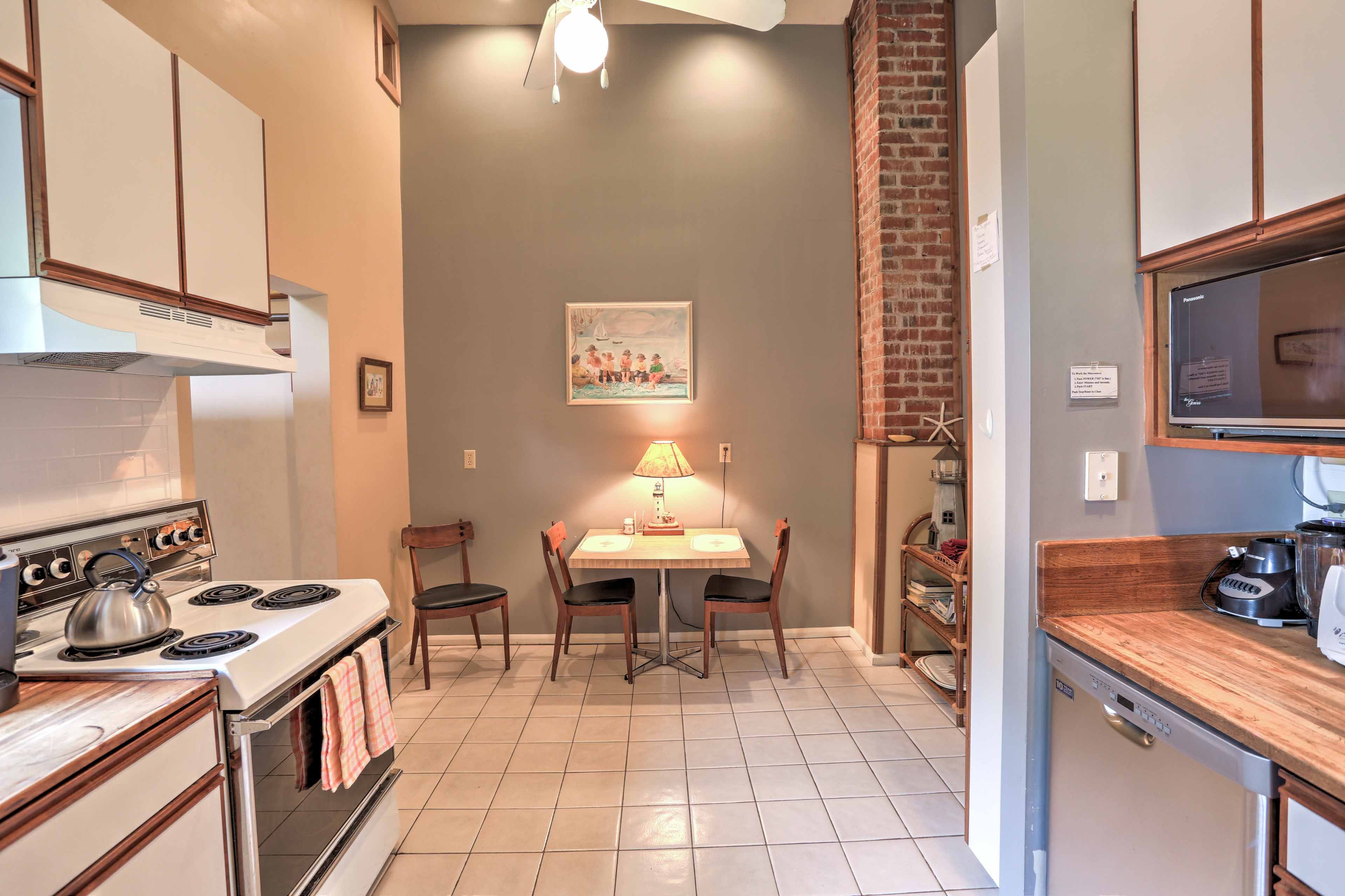 There's  3-person dining table for breakfast and a 6-person table for dinner.