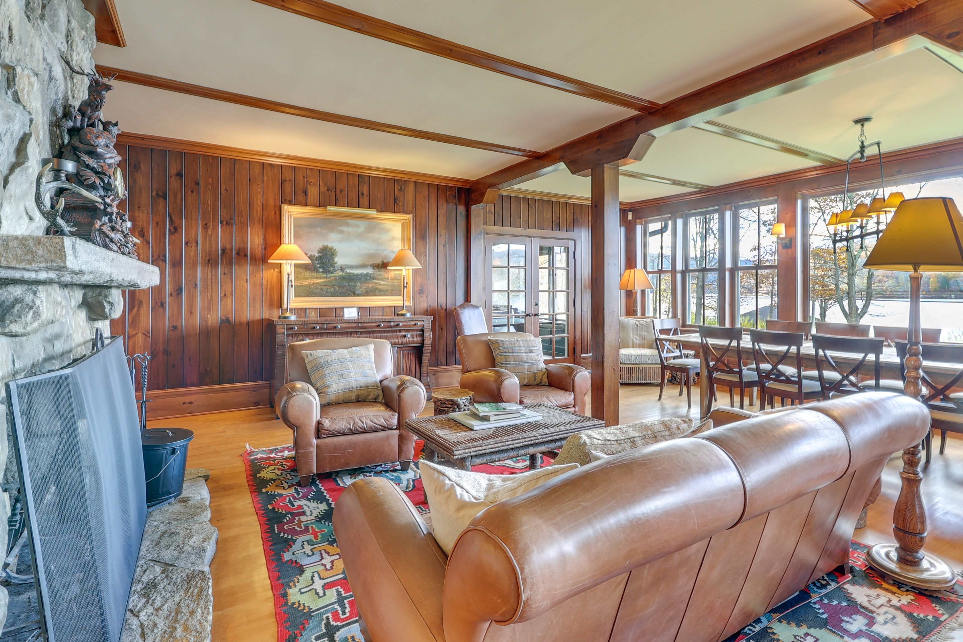 Main Living Room | Wood-Burning Fireplace | Lake Views