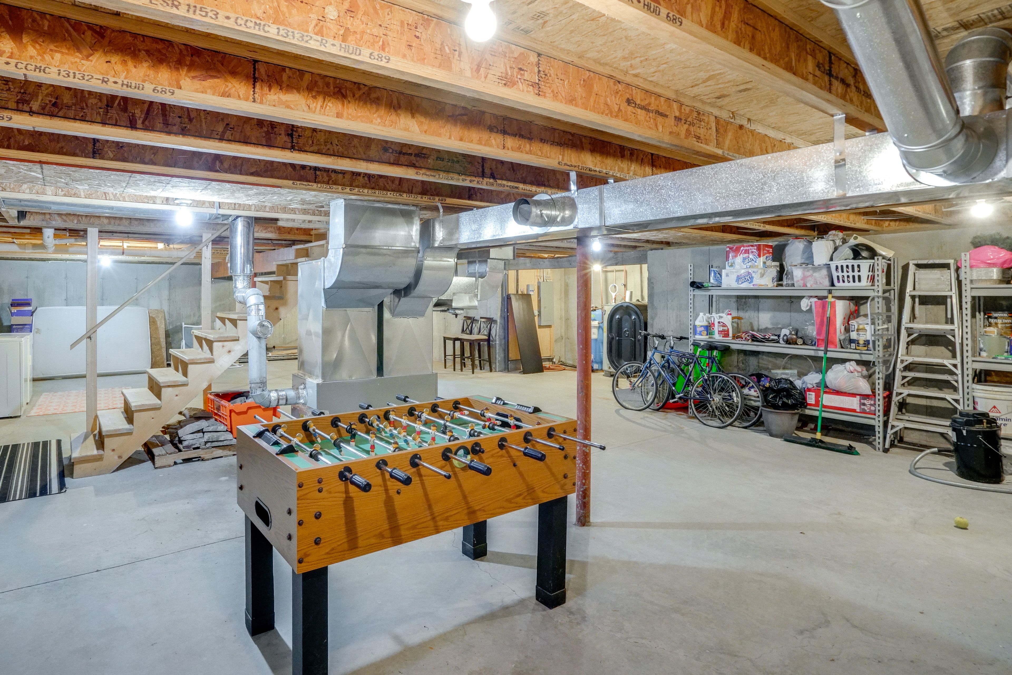 Unfinished Basement | Foosball Table | Dining/Games Table