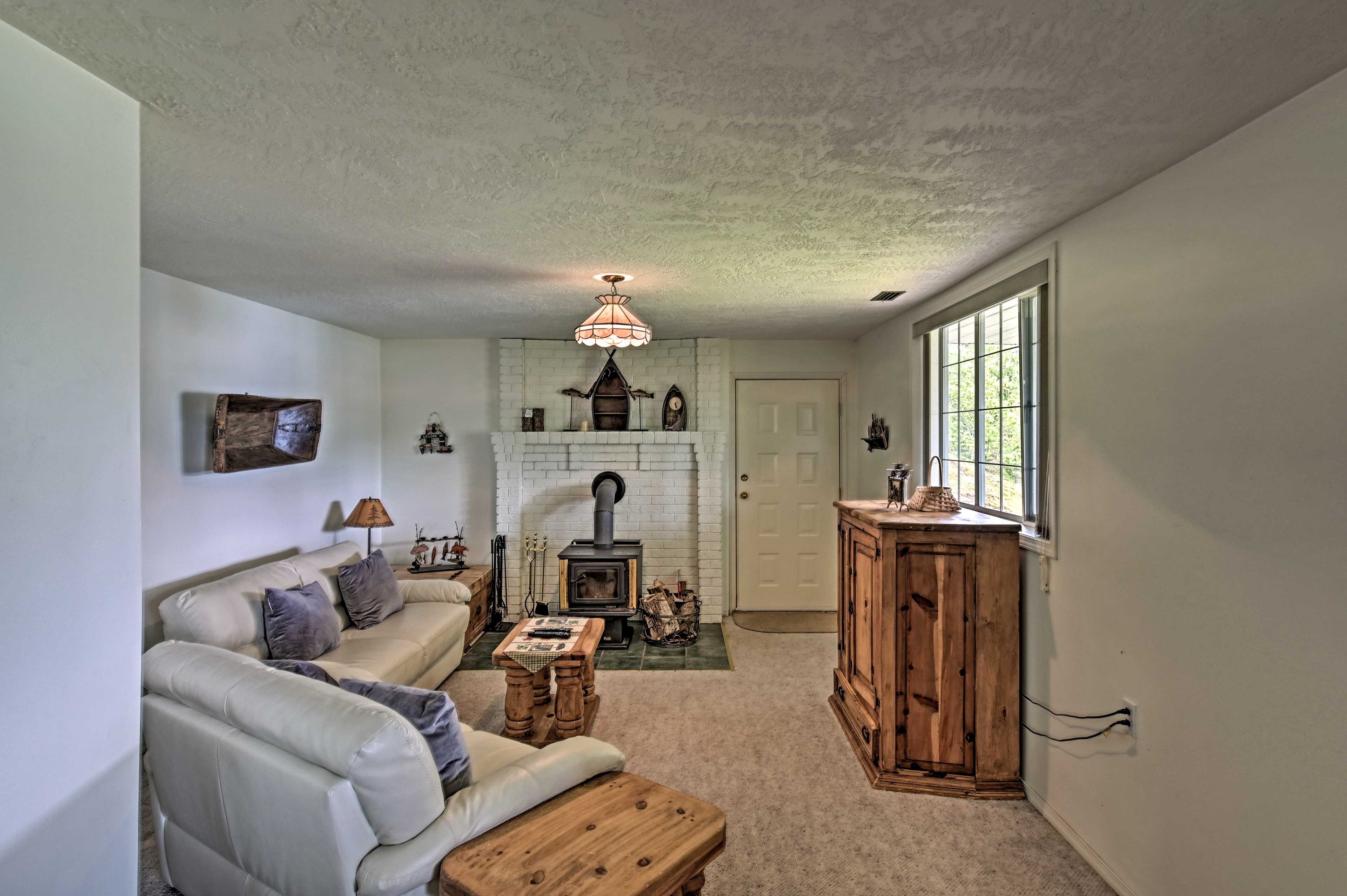 Game Room & Second Living Area | Wood-Burning Stove | Steps Down to Access