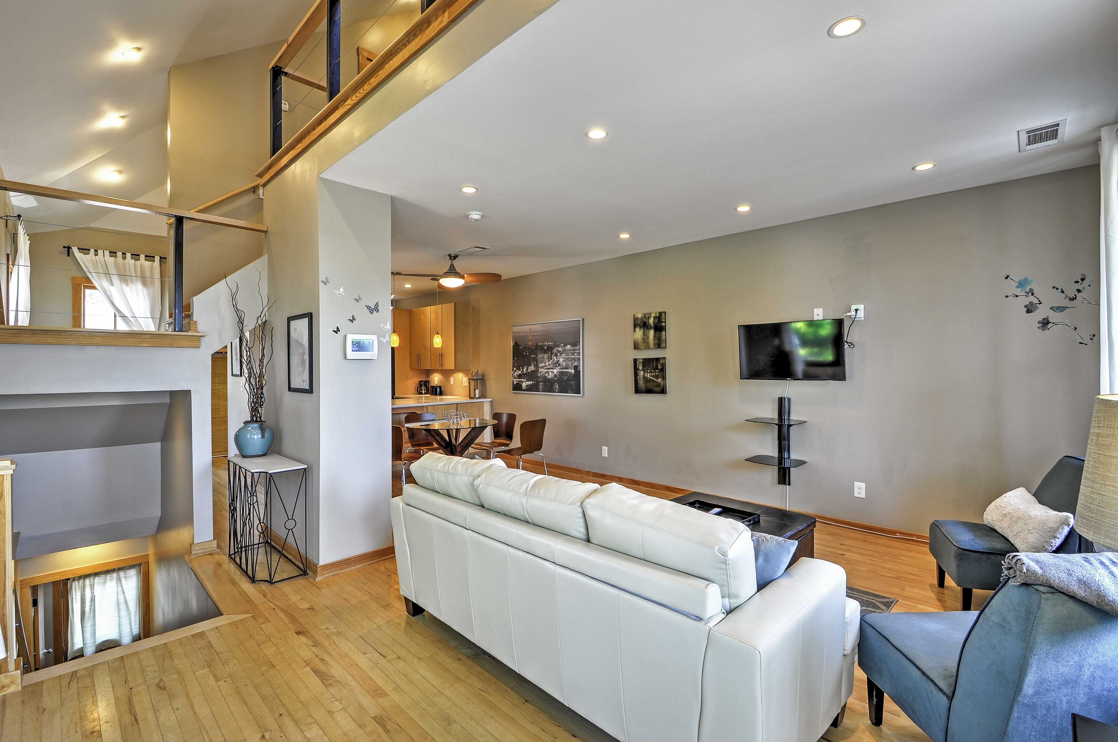 Gorgeous wood floors can found throughout.