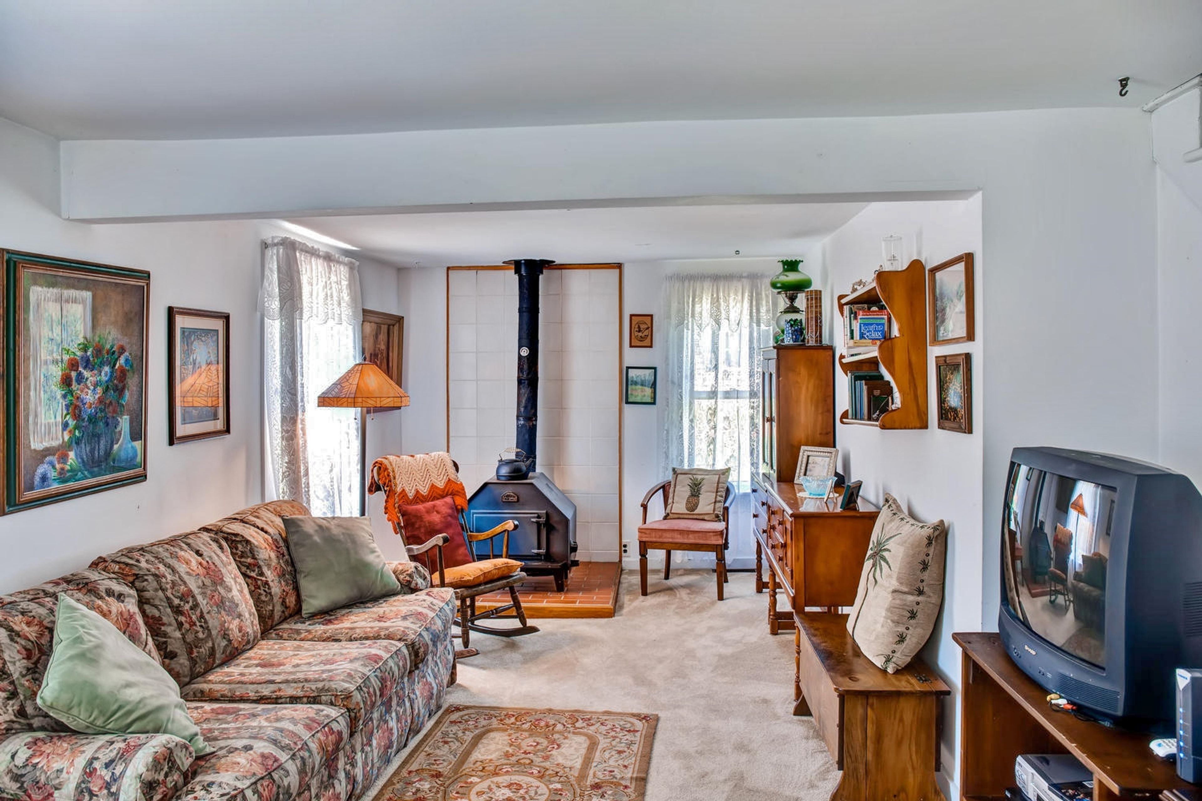 Living Room | Sleeper Sofa | Wood-Burning Stove