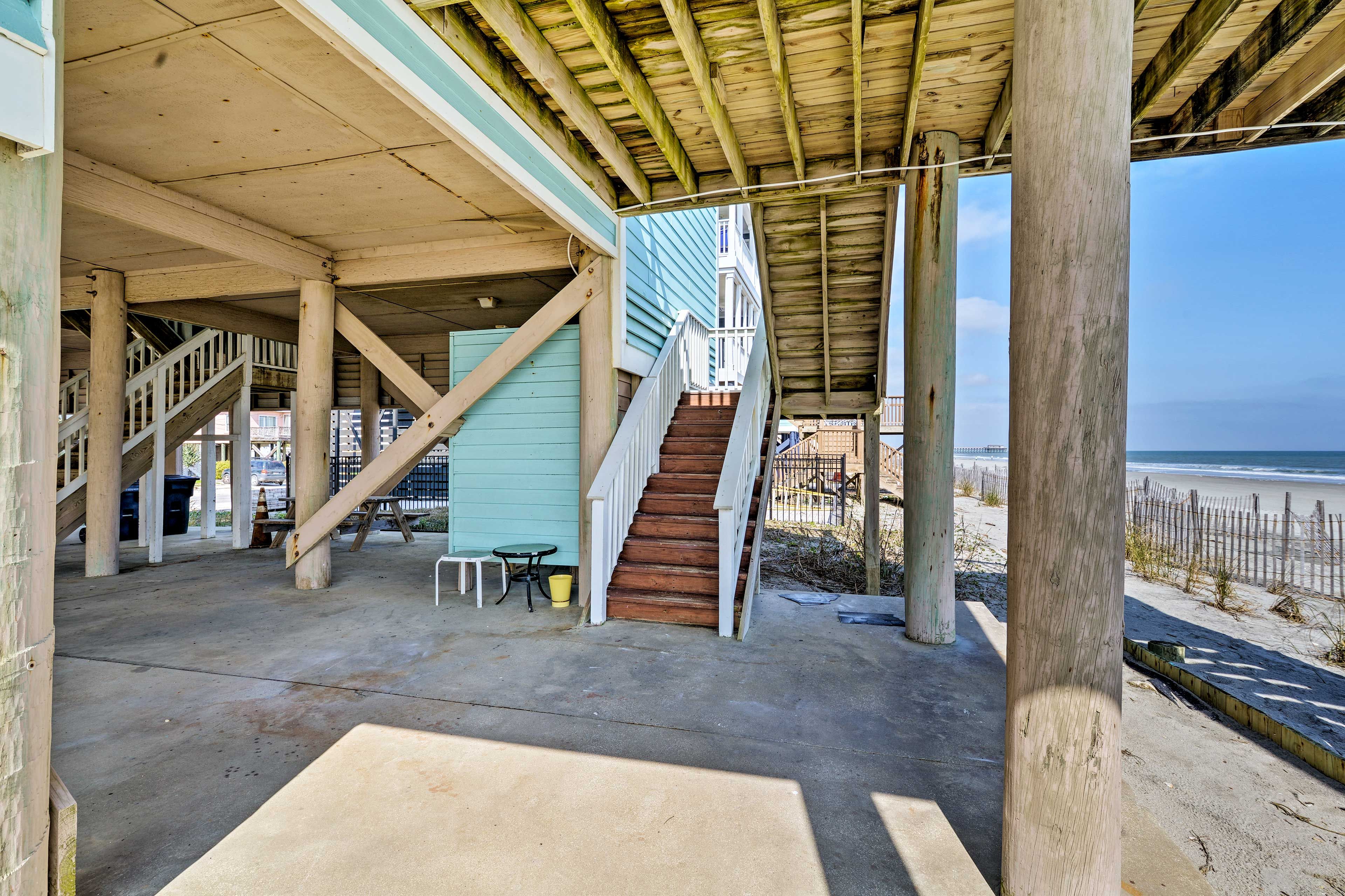 Patio | Charcoal Grill | Outdoor Shower