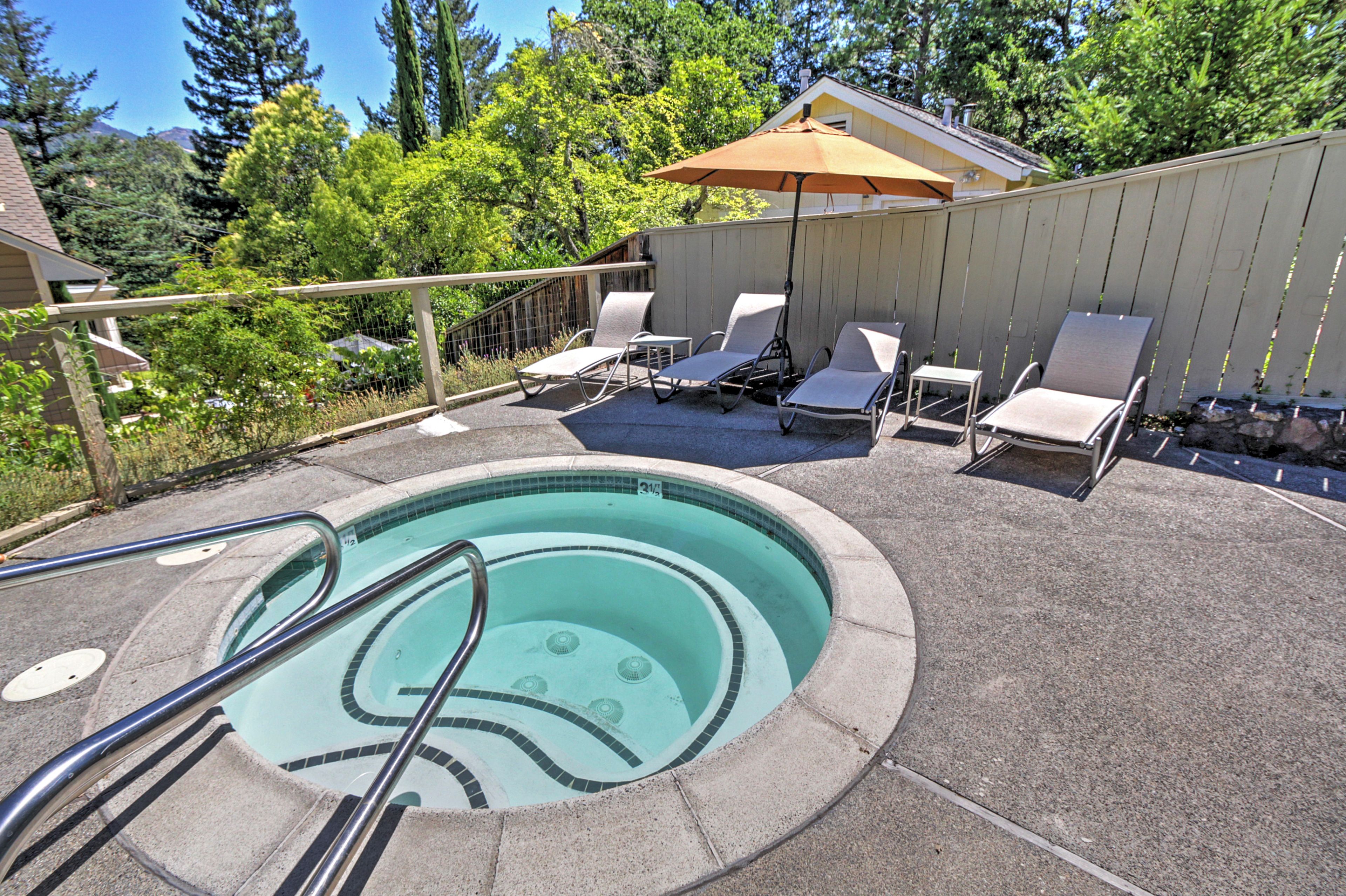 Spend chilly evenings soaking in the hot tub.