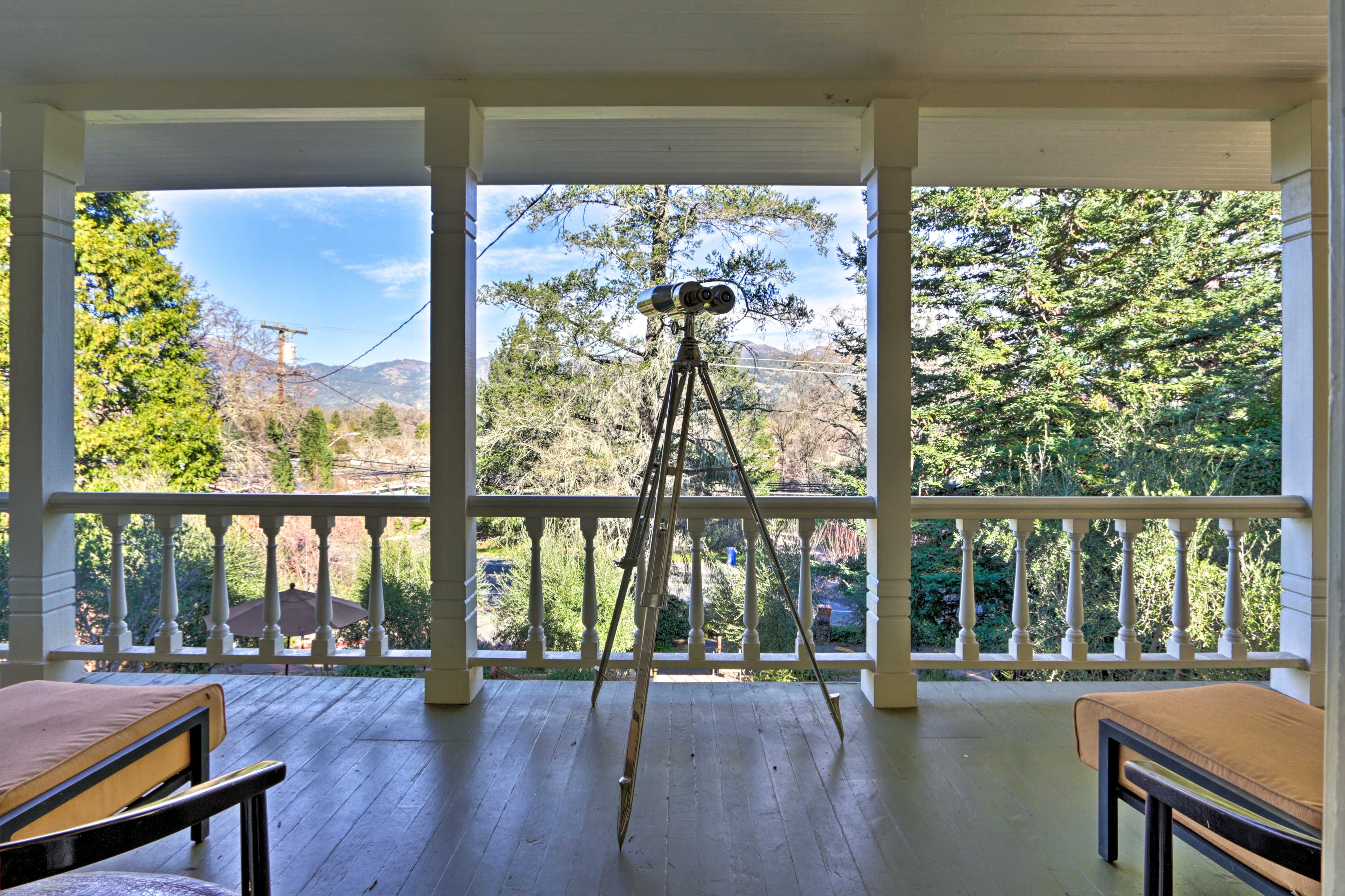 Take in marvelous views of the surrounding scenery from the deck.