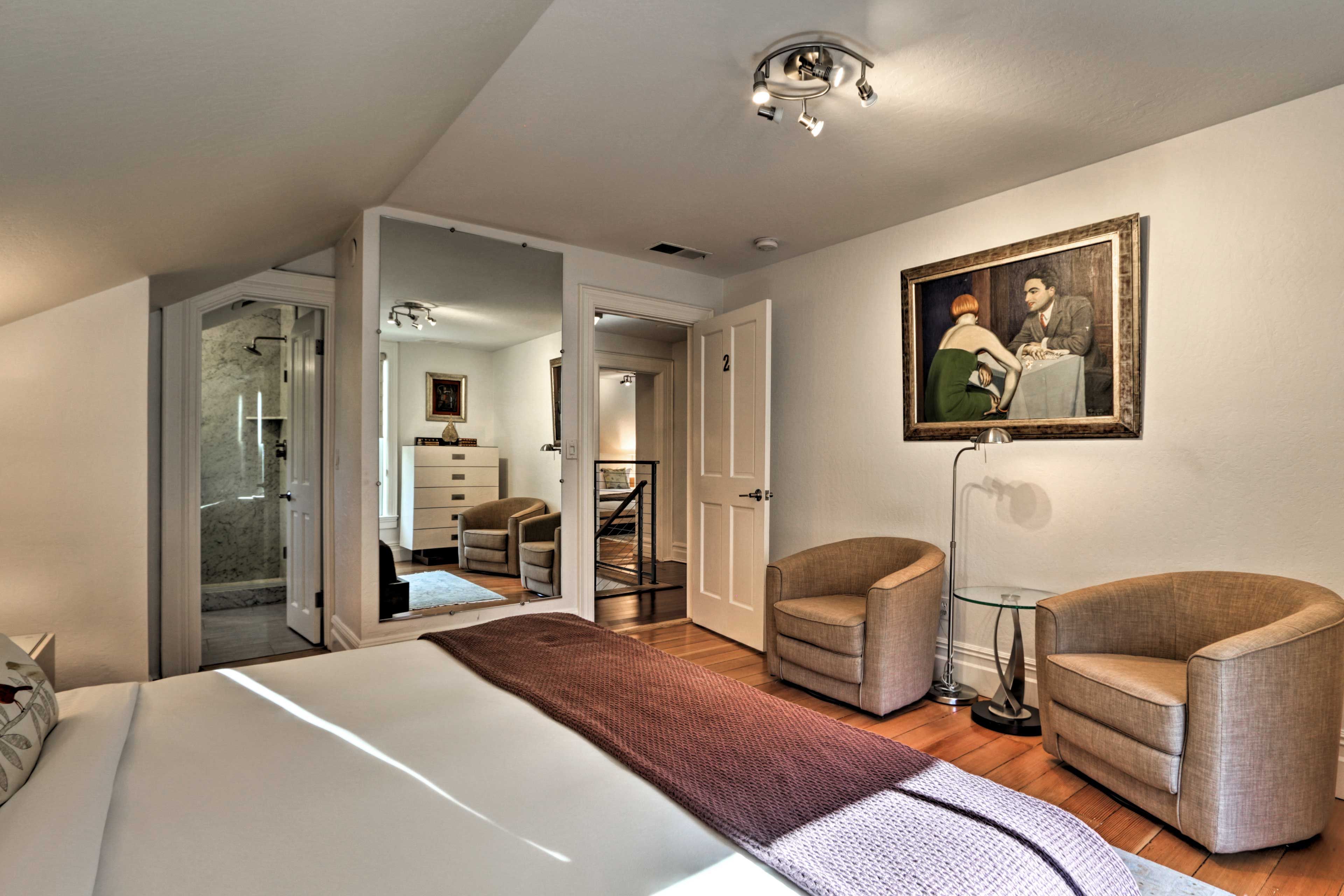 There's even an en-suite bath and a seating area.