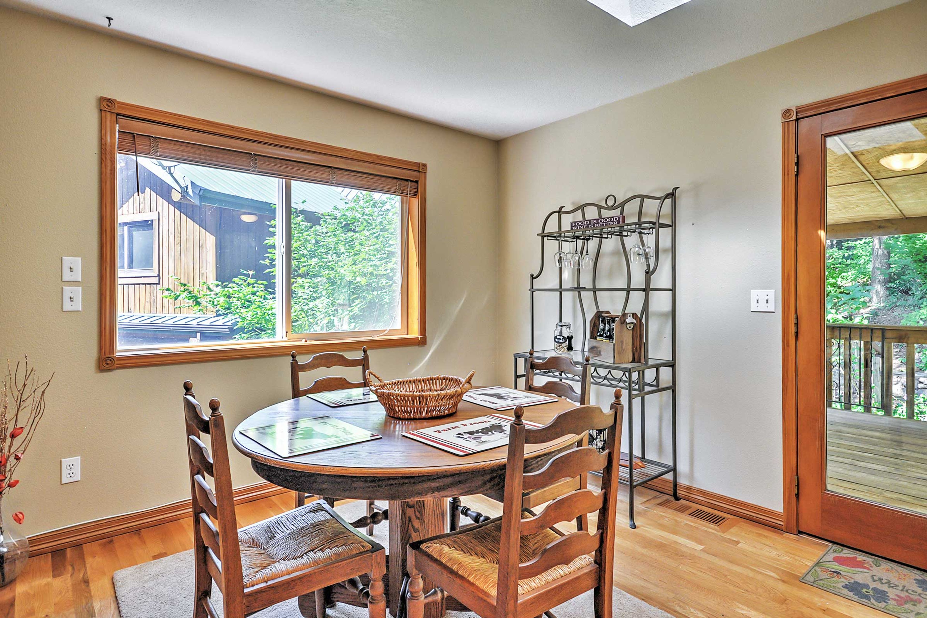 Host your formal meals at the 4-person dining table.