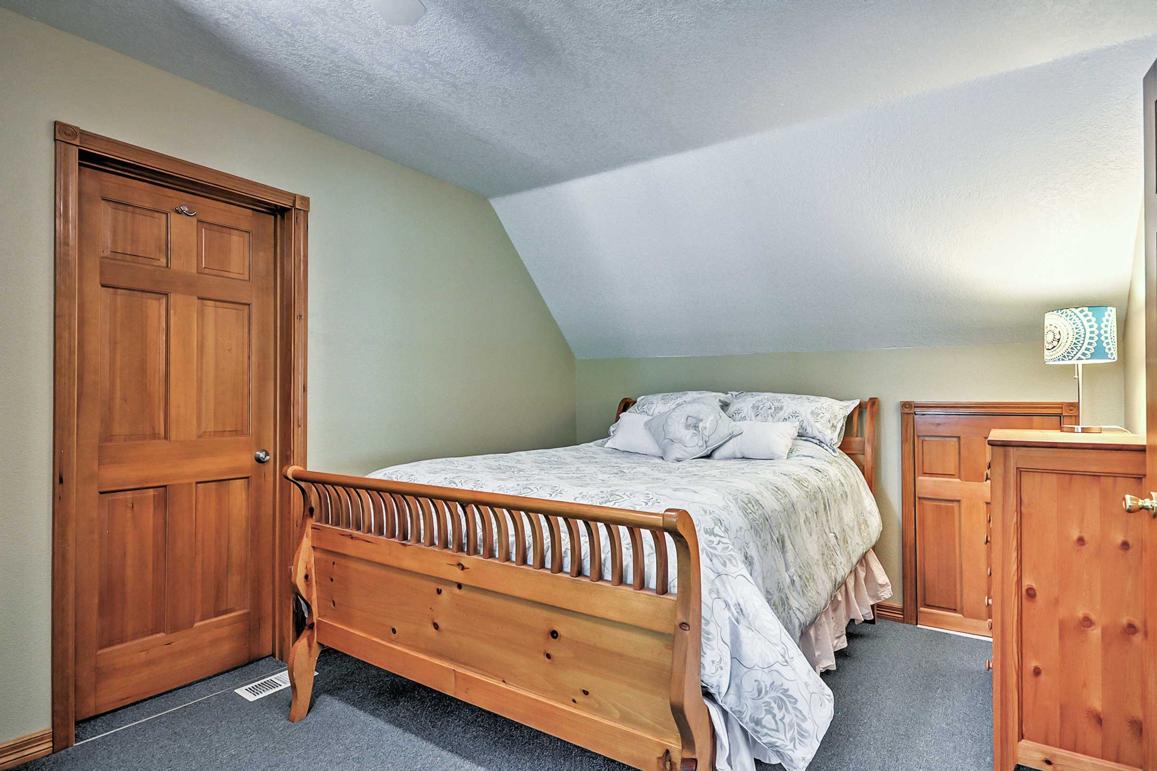 Rest easy on the pillow top queen-sized bed in the master.
