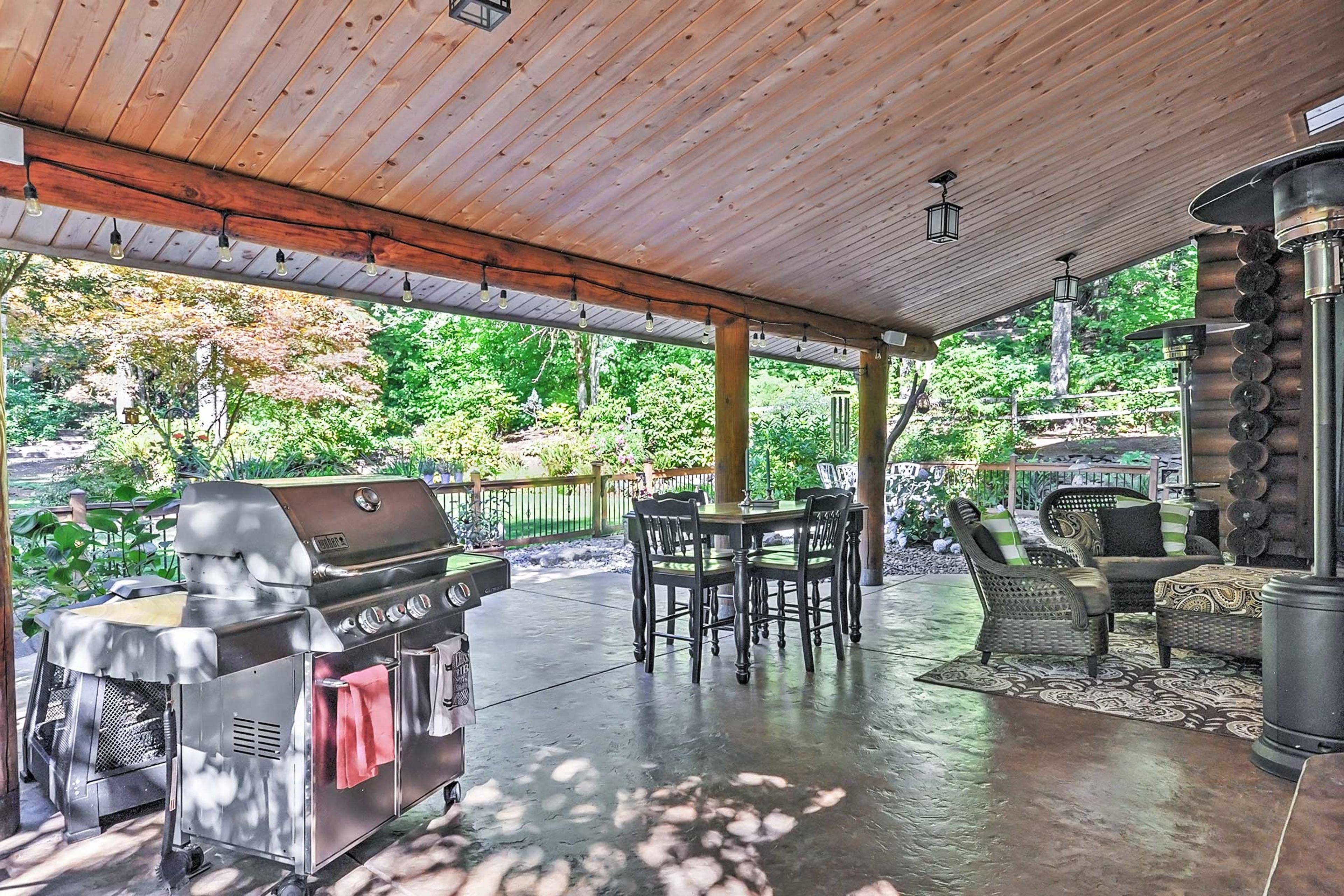 Grill up some BBQ in the beautiful backyard oasis.