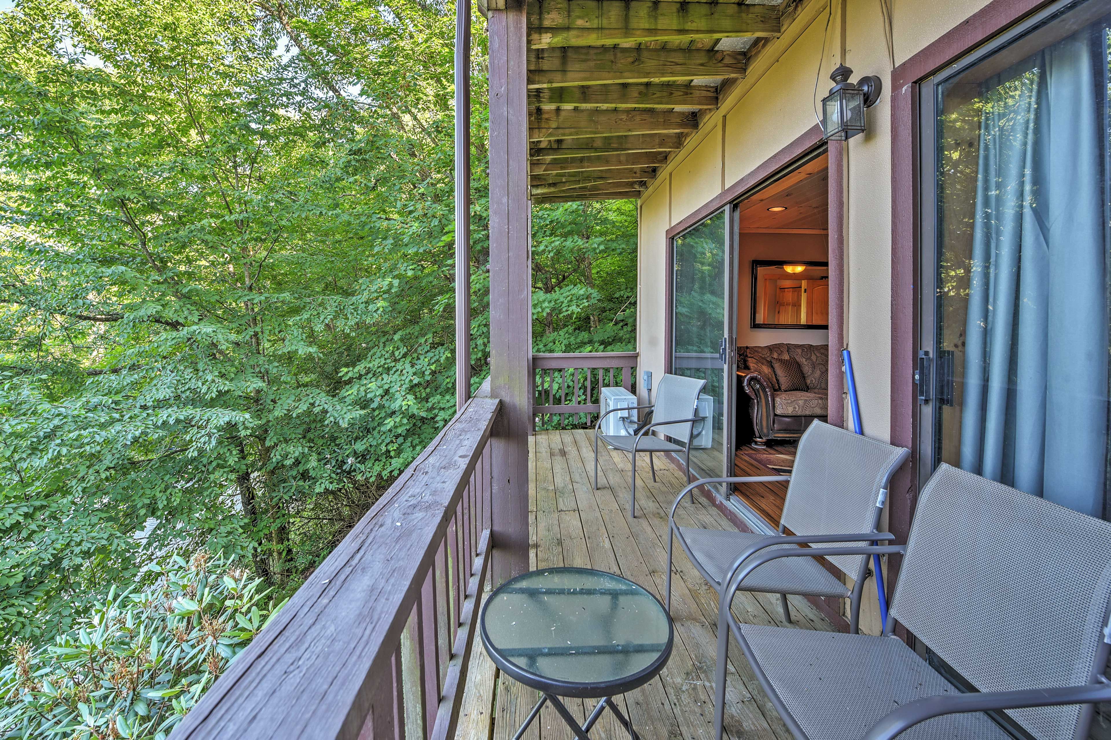 The balcony is the perfect place to enjoy morning coffee and evening nightcaps.