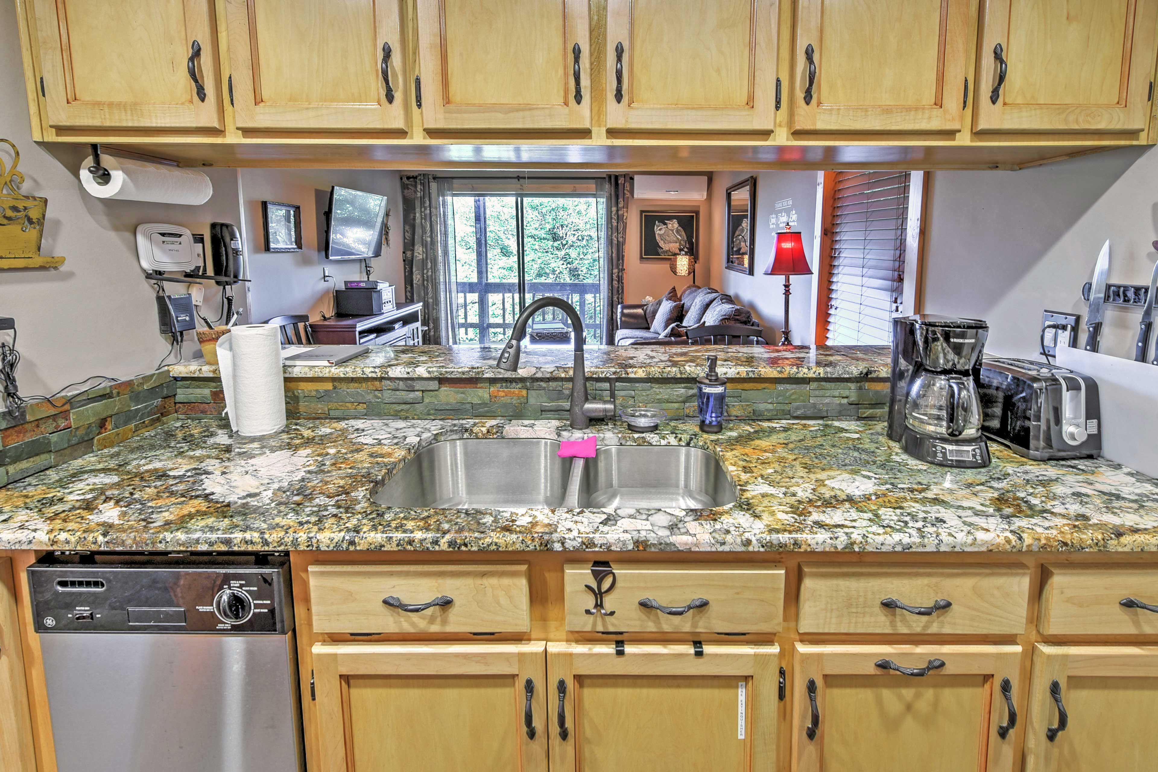 These granite countertops provide the perfect amount of prepping space.