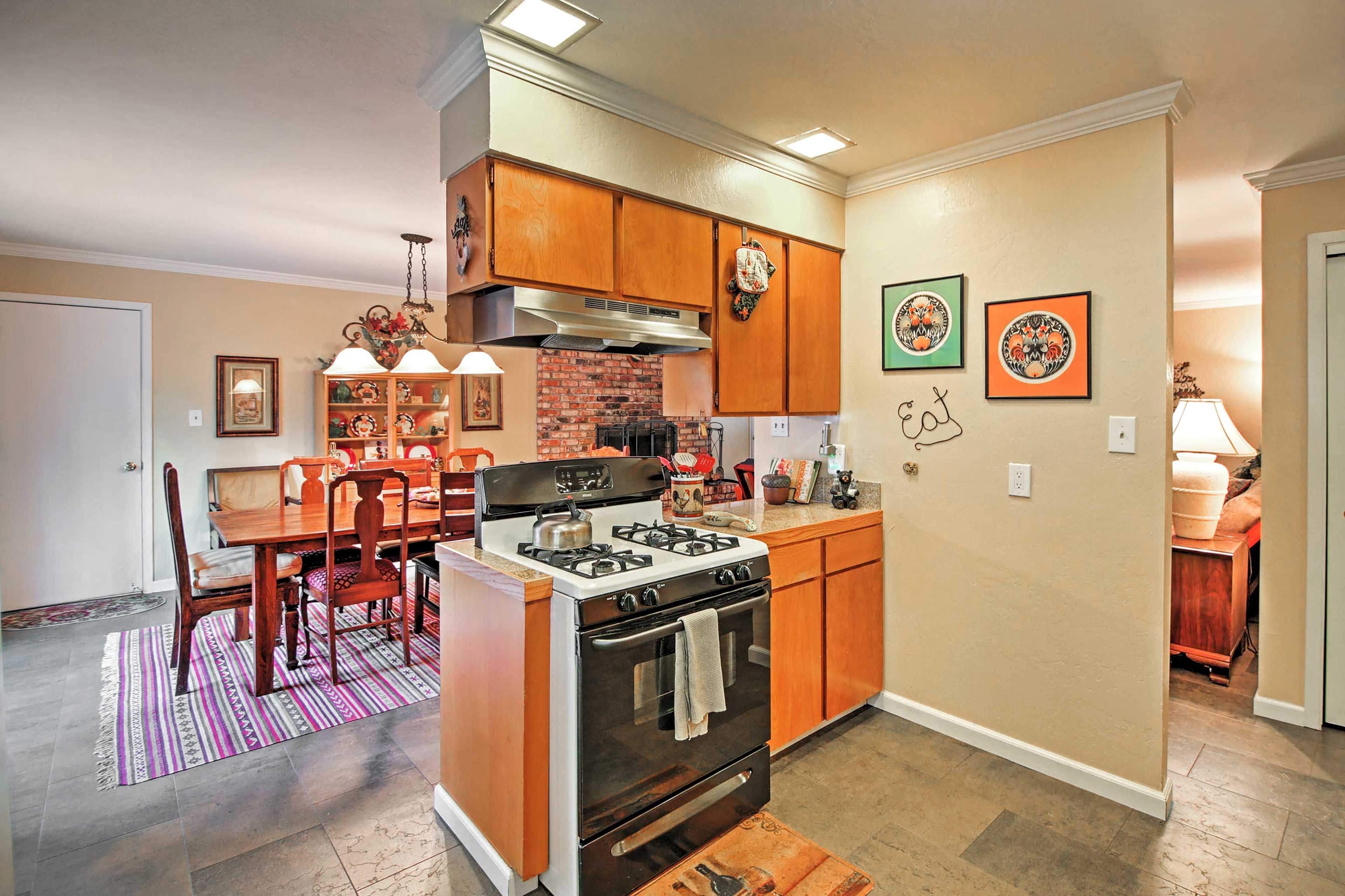 Prepare meals in the fully equipped kitchen.