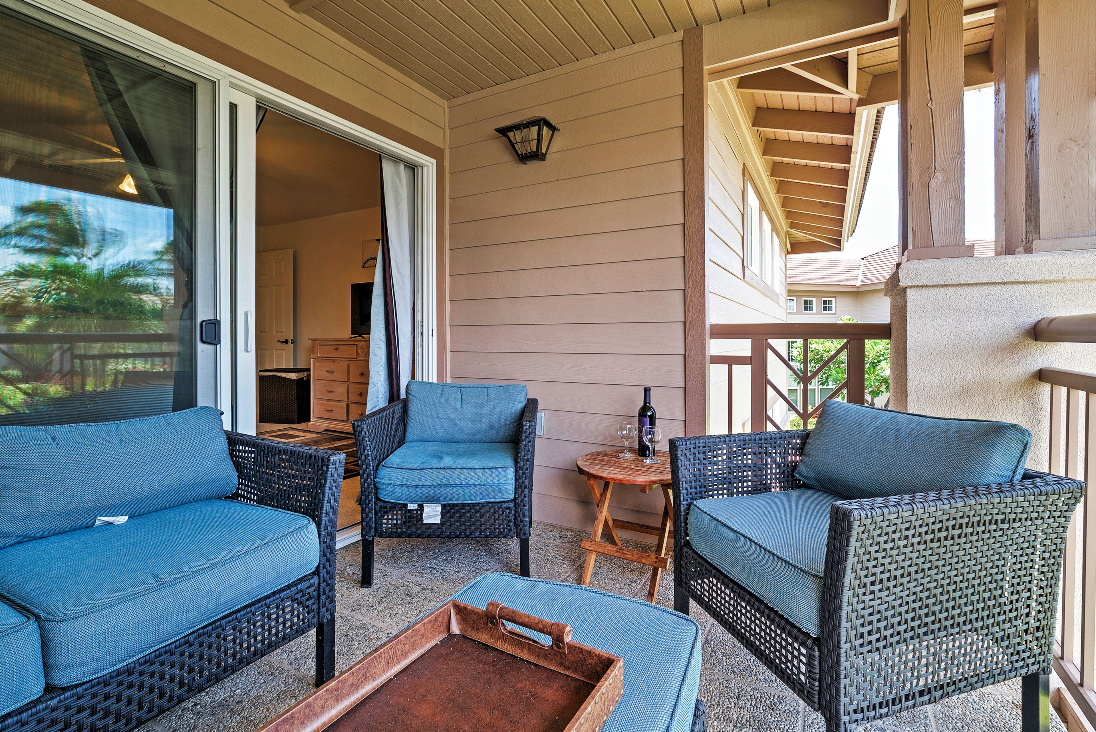 Enjoy a glass of wine outside.