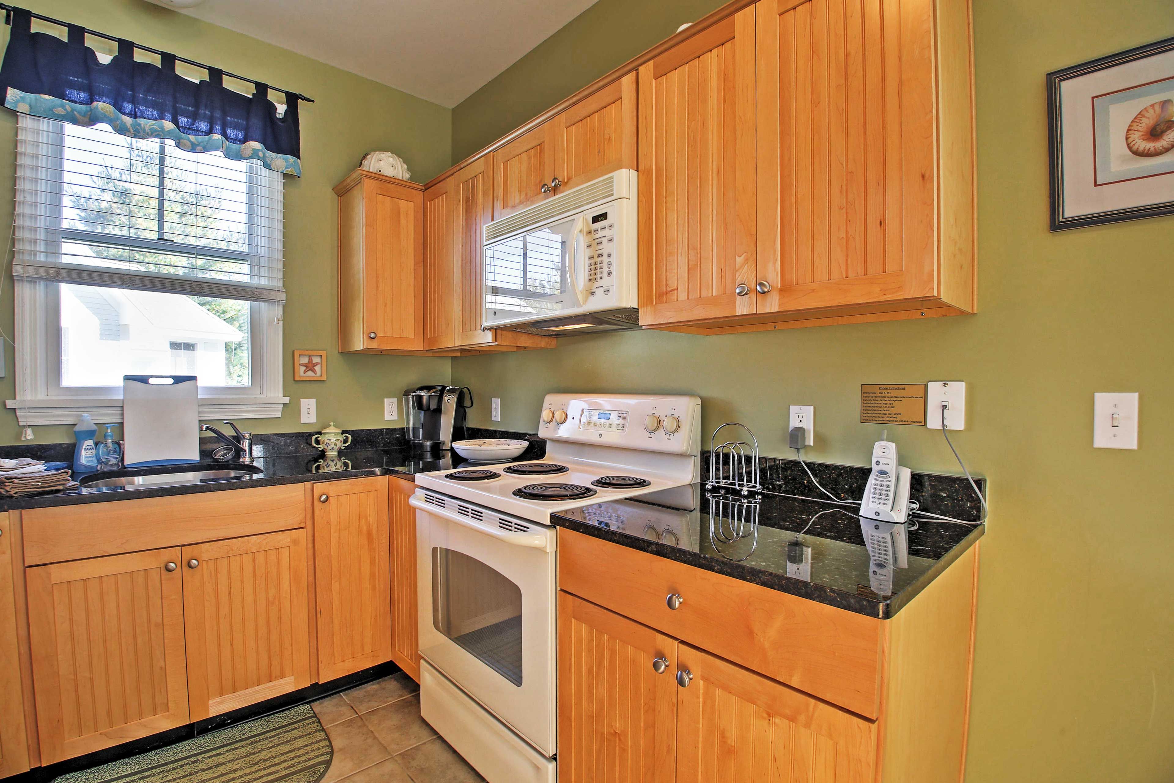 Bring all your favorite recipes to life in the fully equipped kitchen.
