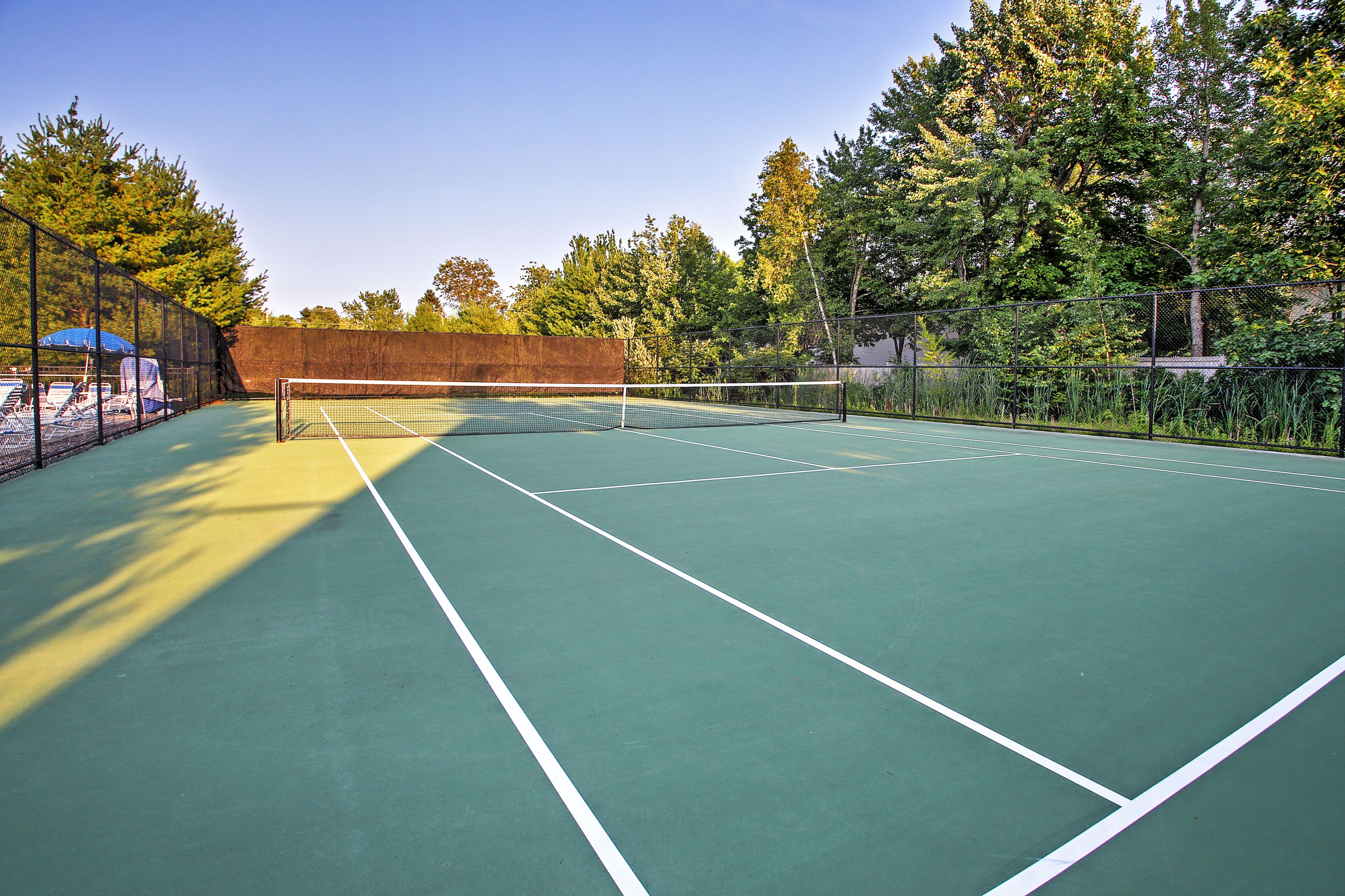 You can also practice your tennis serve on this community tennis court!