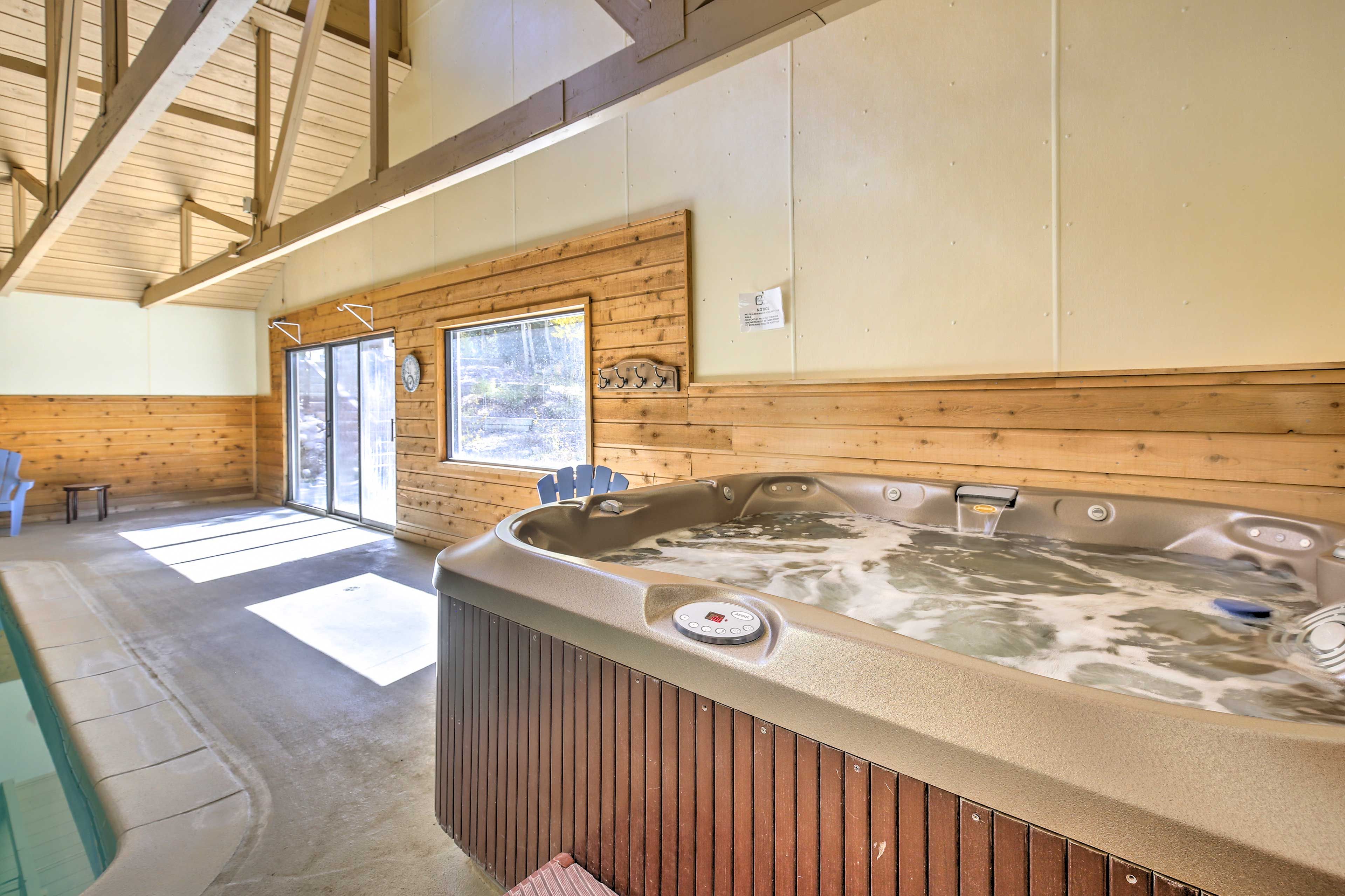 Soothe those sore muscles in the hot tub.