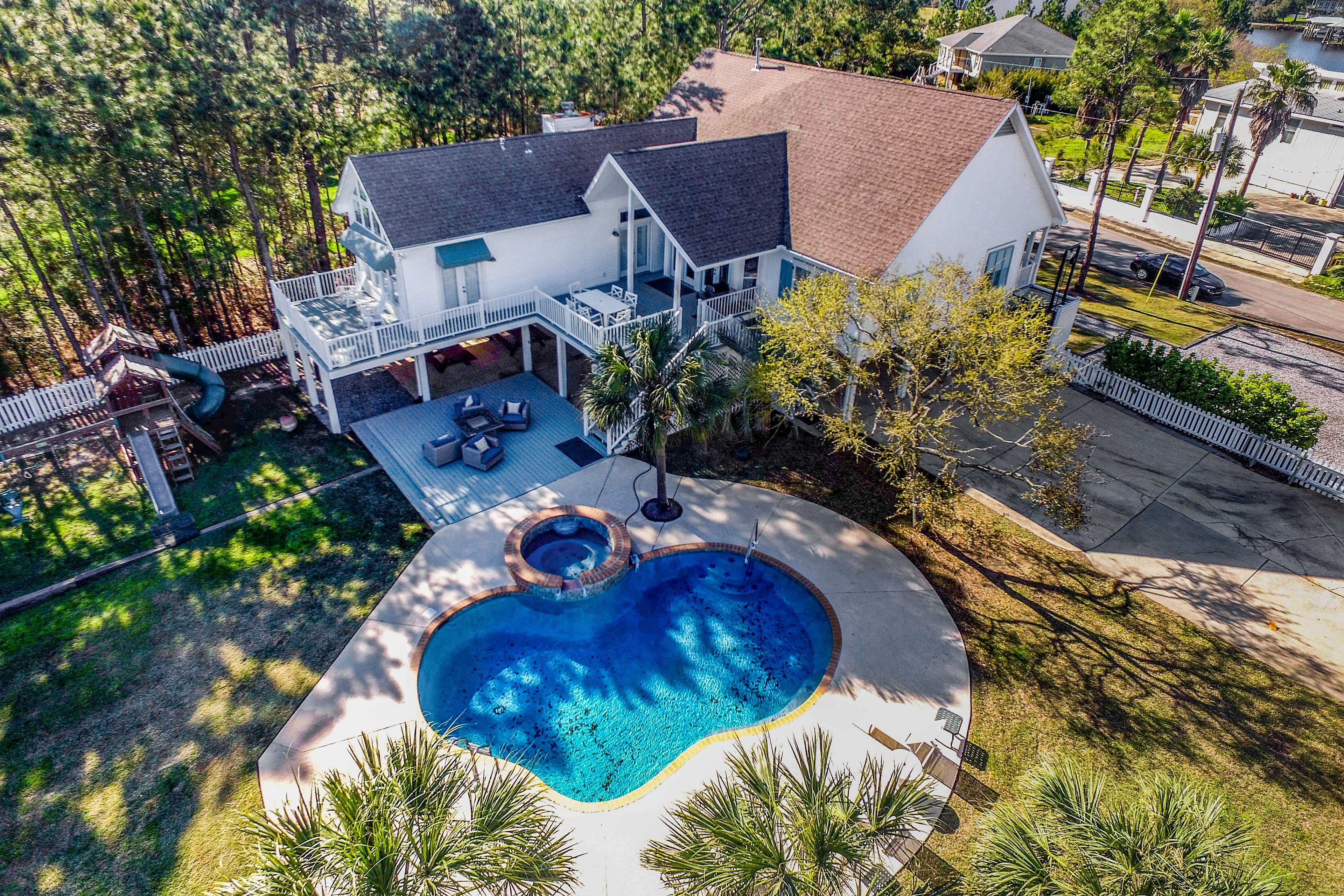 The property sits on the edge of a coastal marsh.