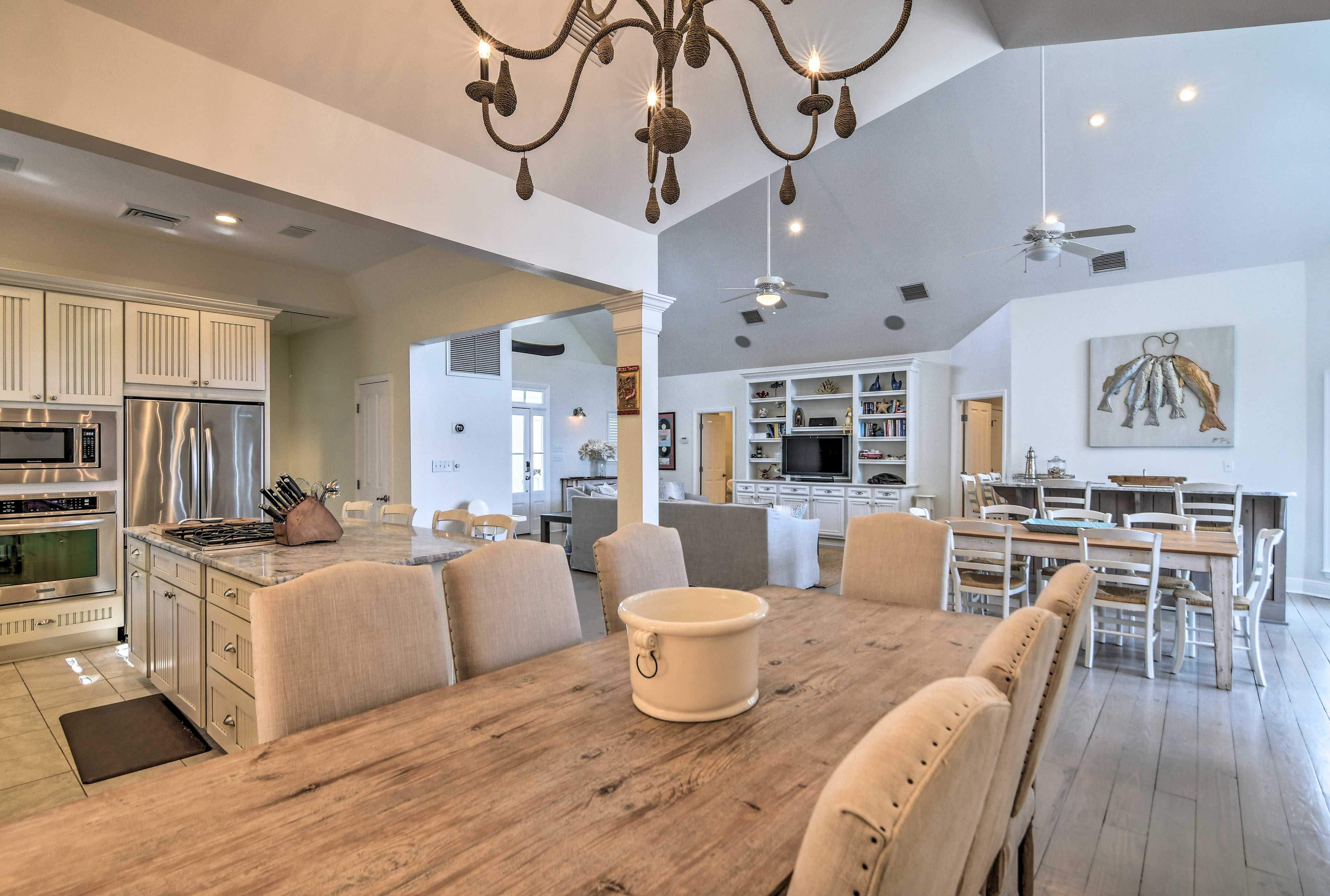 Enjoy formal dinners at one of 2 dining tables.