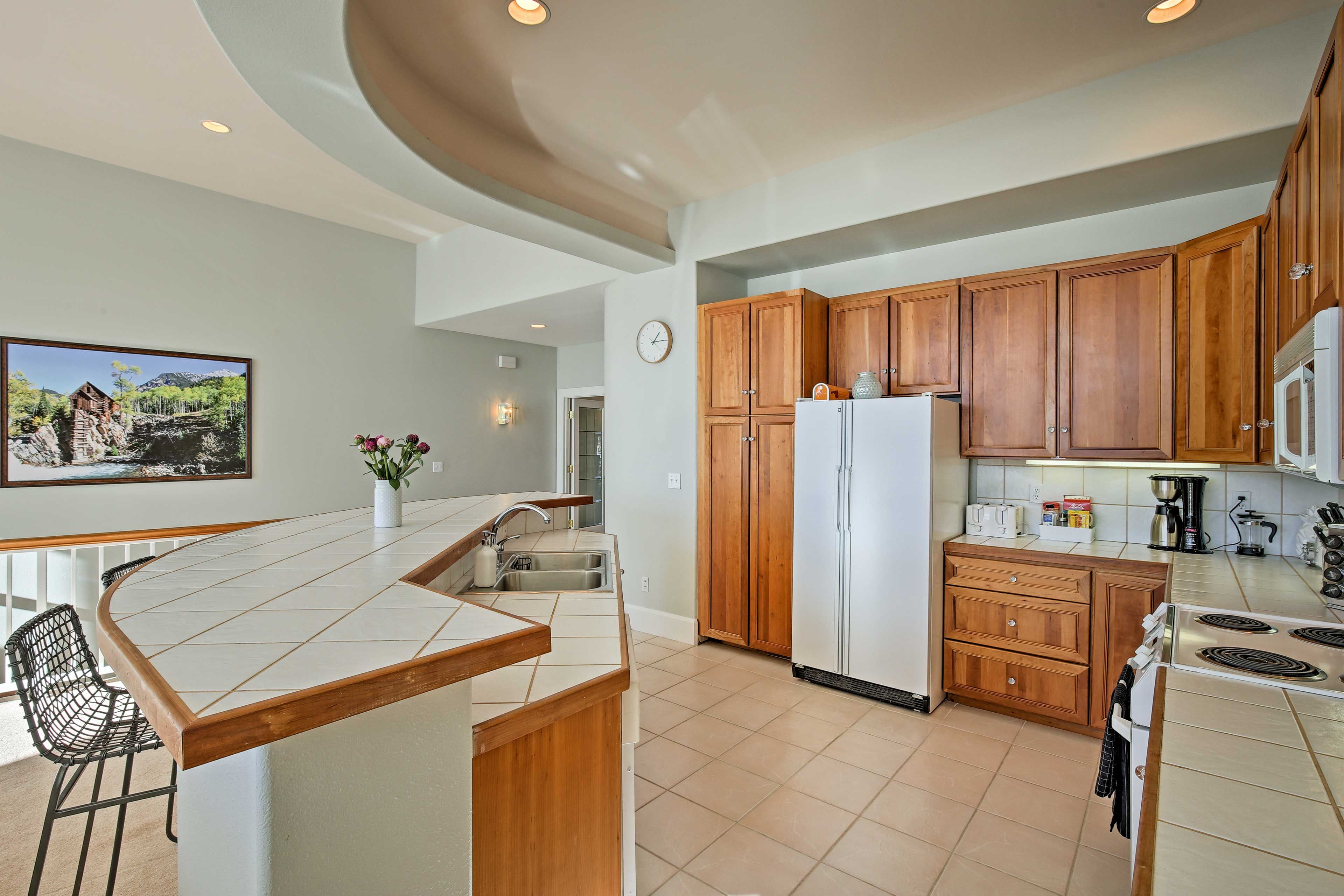 The spacious kitchen features a great island for extra counter space.
