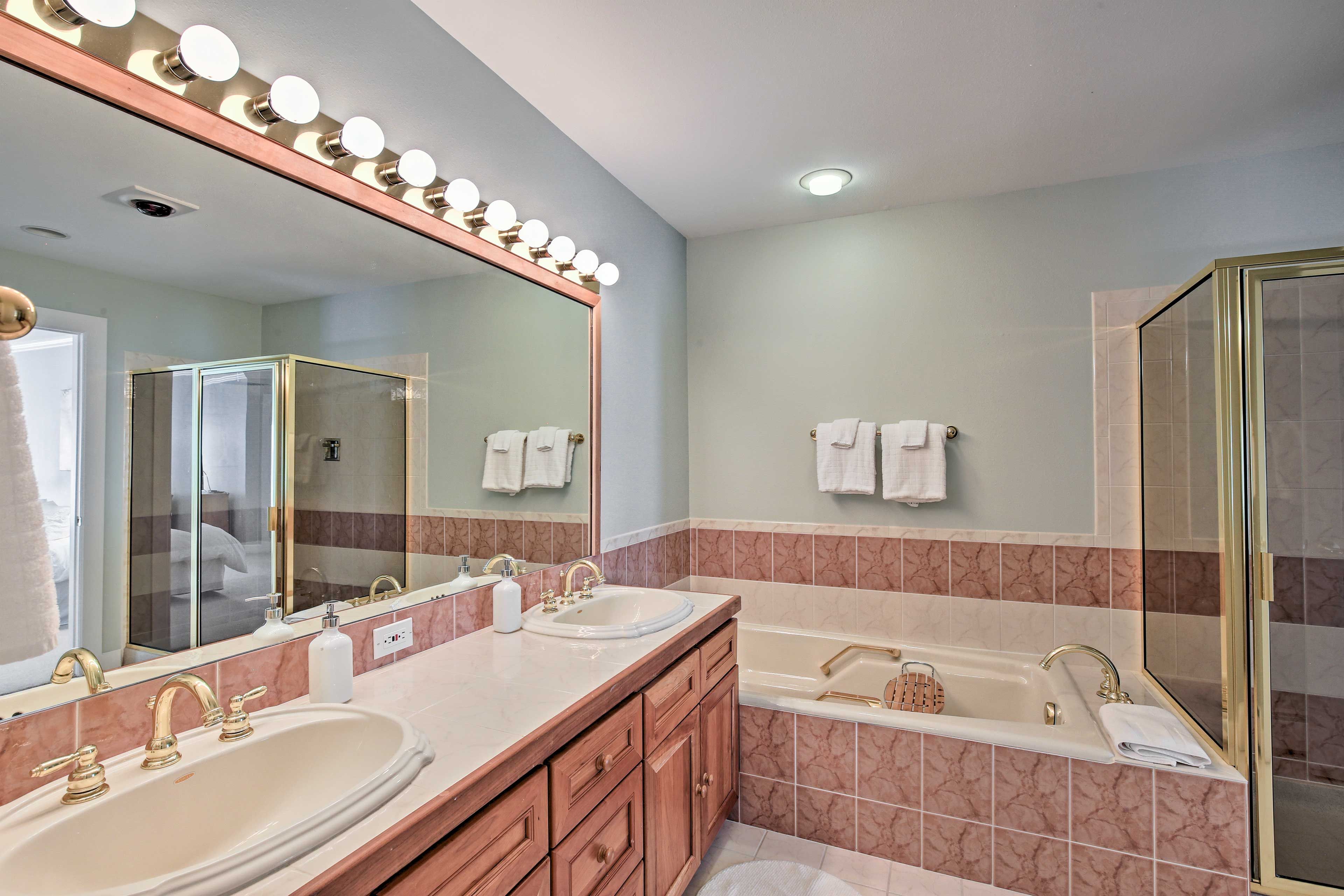 Choose between a bath or shower at the end of an active day.