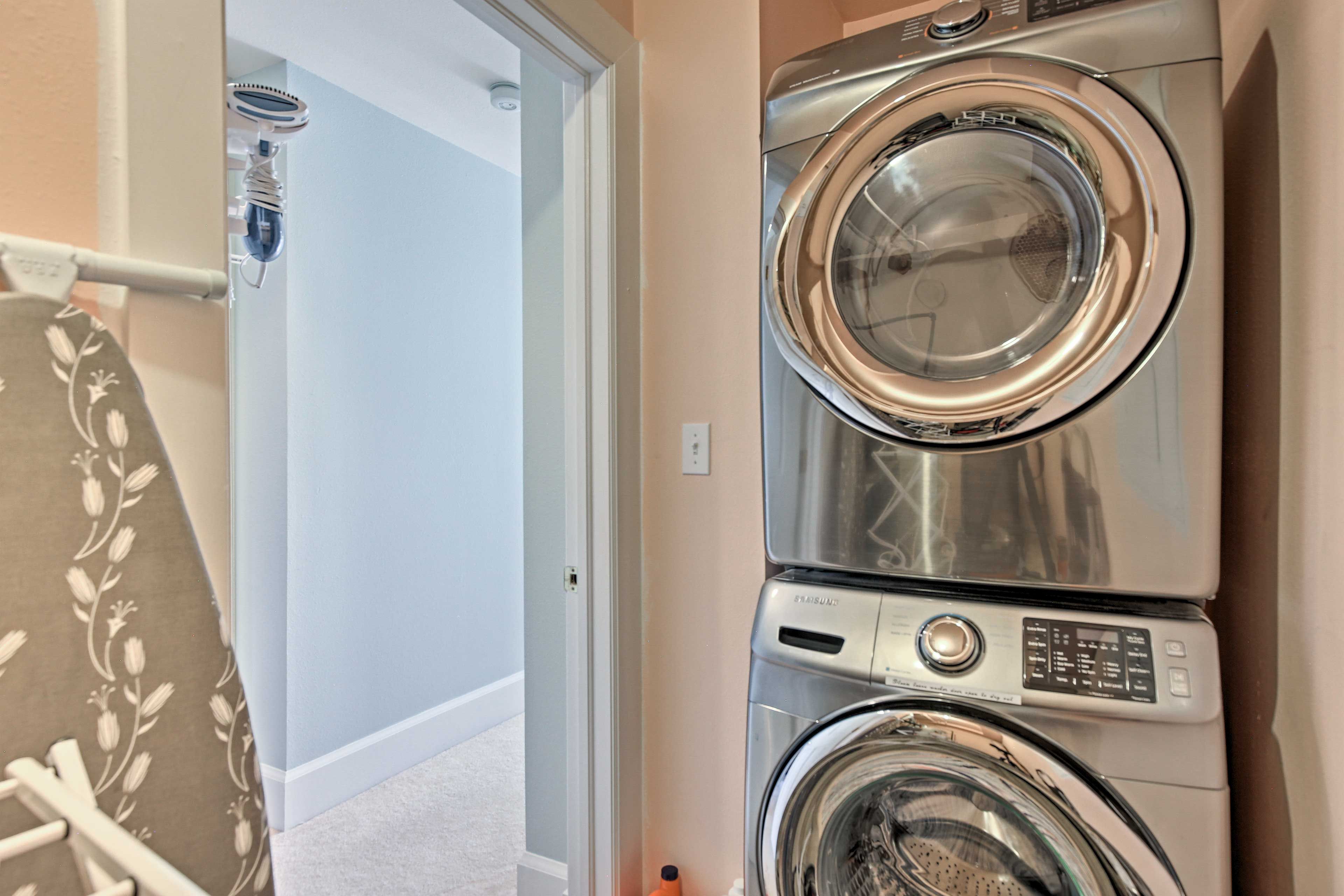 Stay clean during your stay by utilizing the in-unit laundry machines.