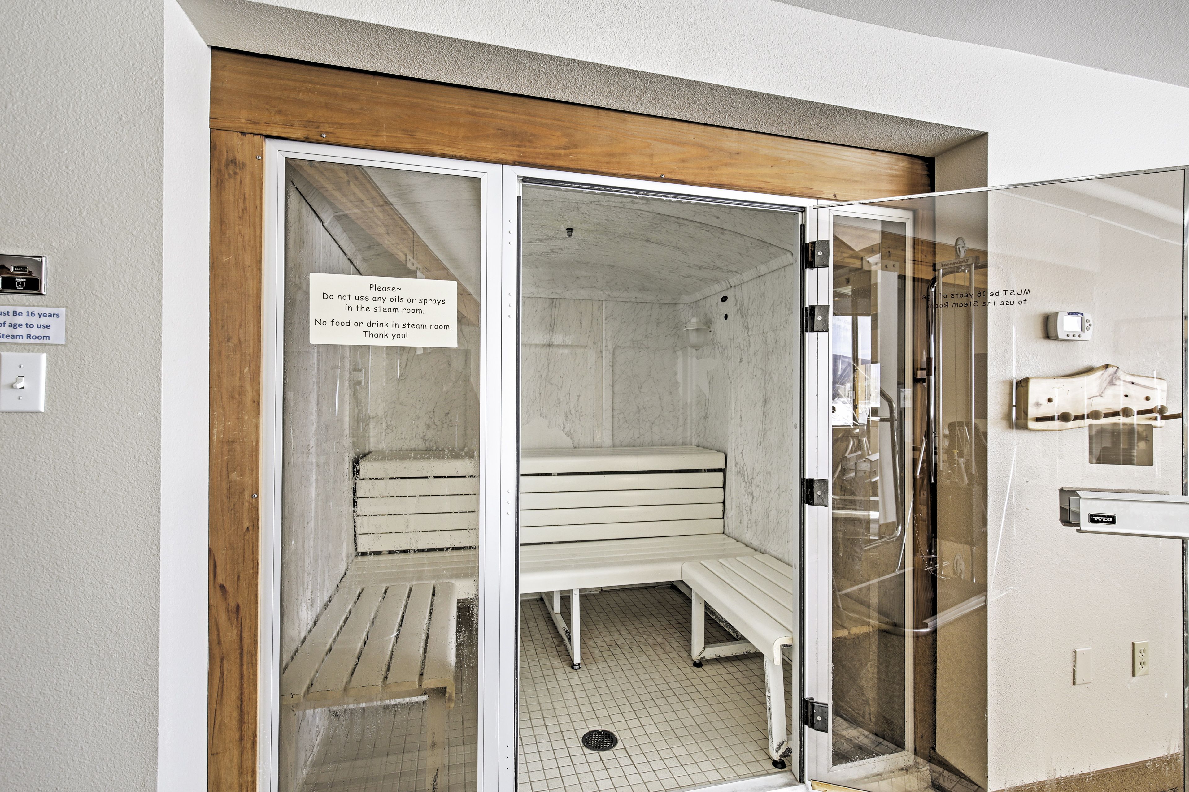Sweat out the toxins in the community steam room.