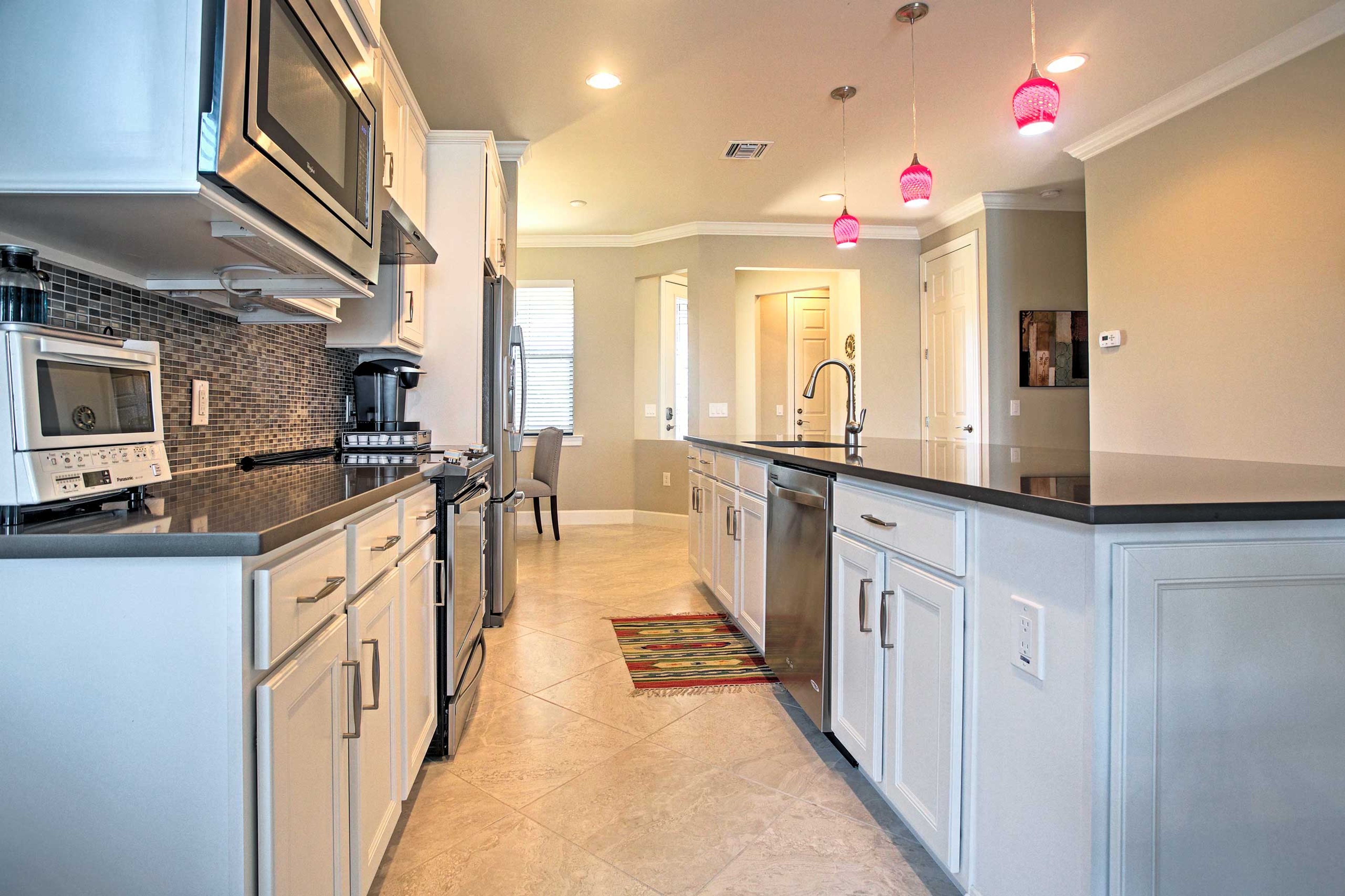 Stainless steel appliances are featured in the newly renovated kitchen.