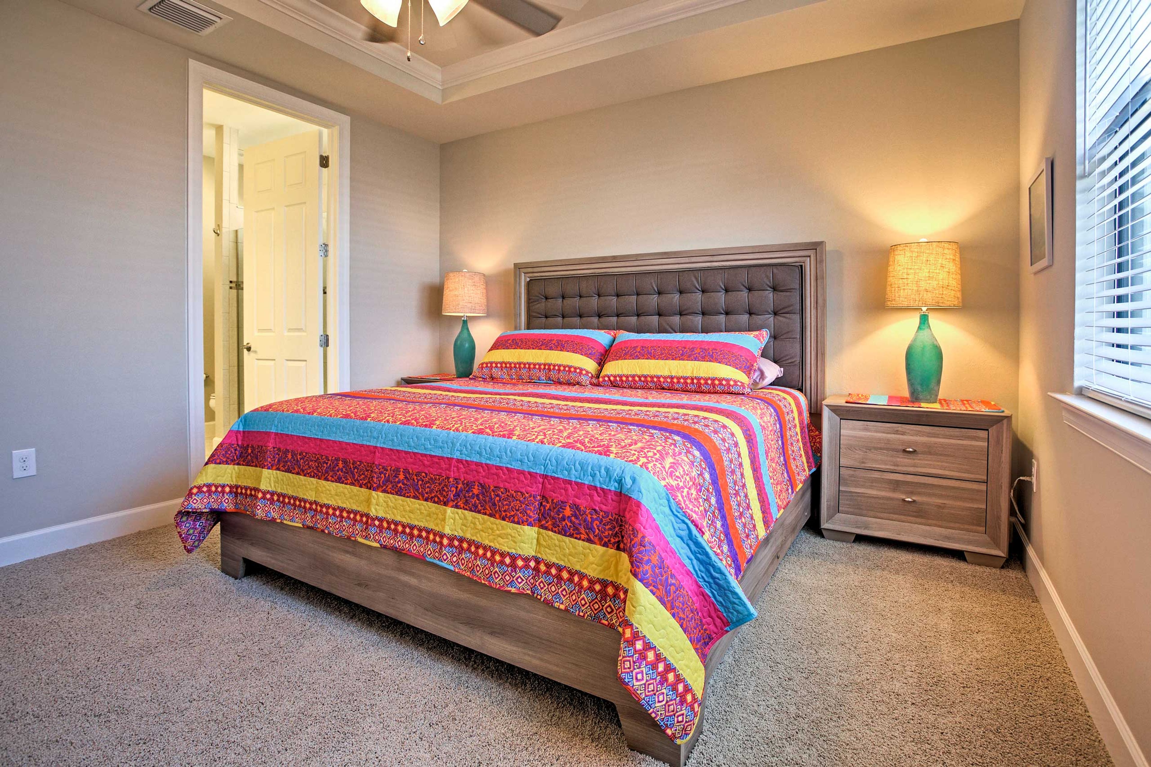 The king master suite is perfect for 2.