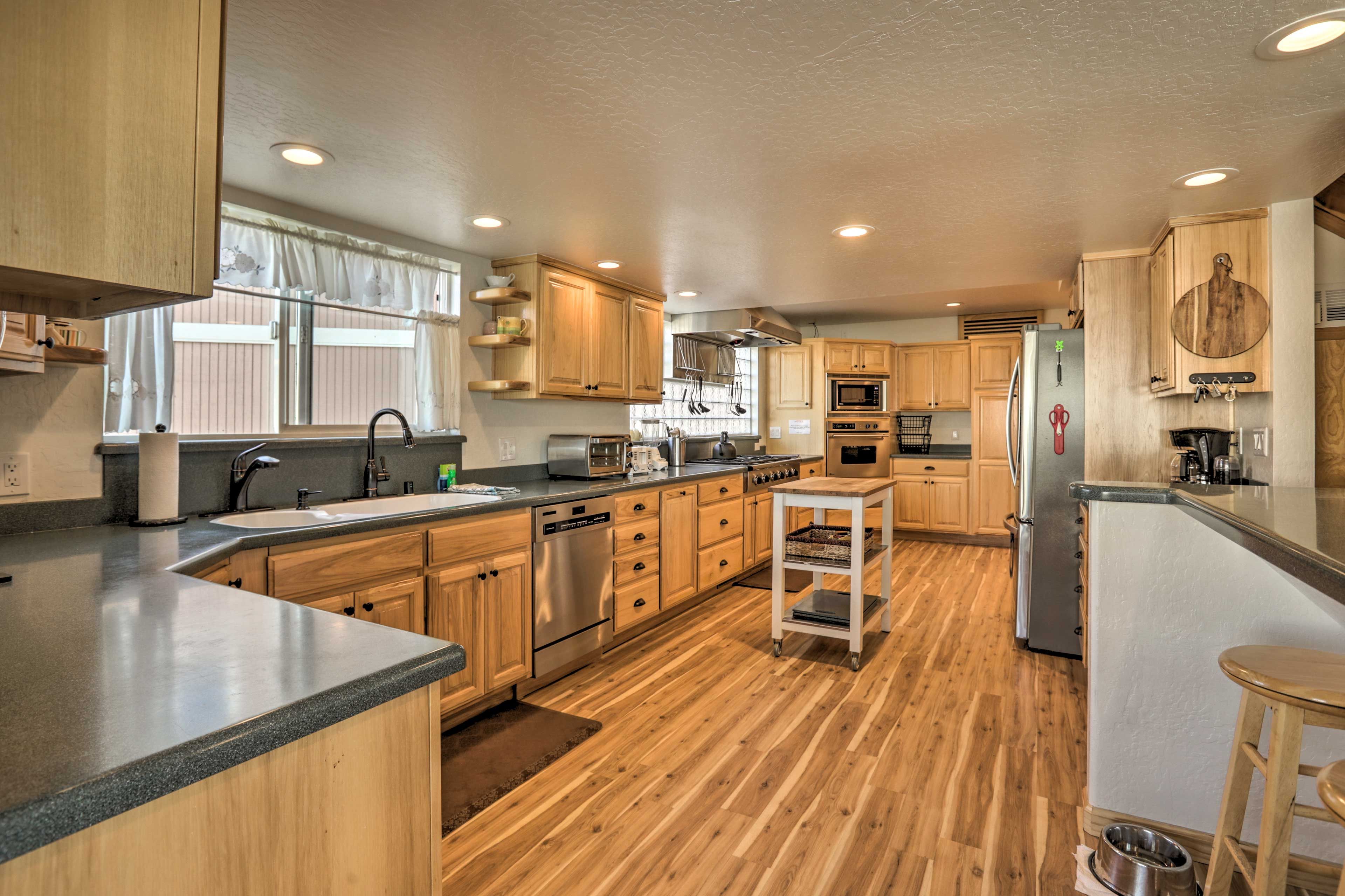 The spacious kitchen makes it easy to prepare meals.