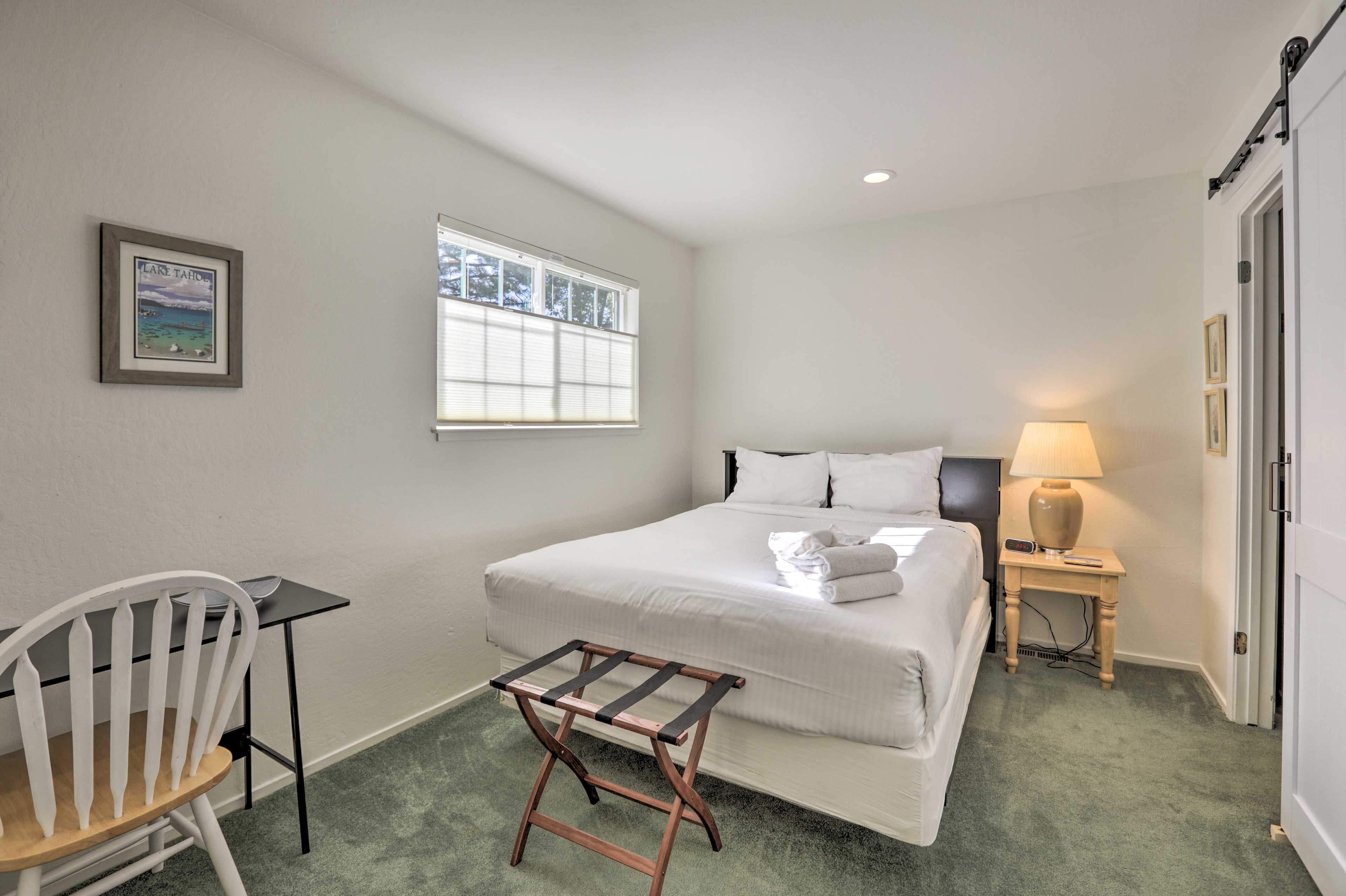 Curl up in this full bed for a good night's rest.