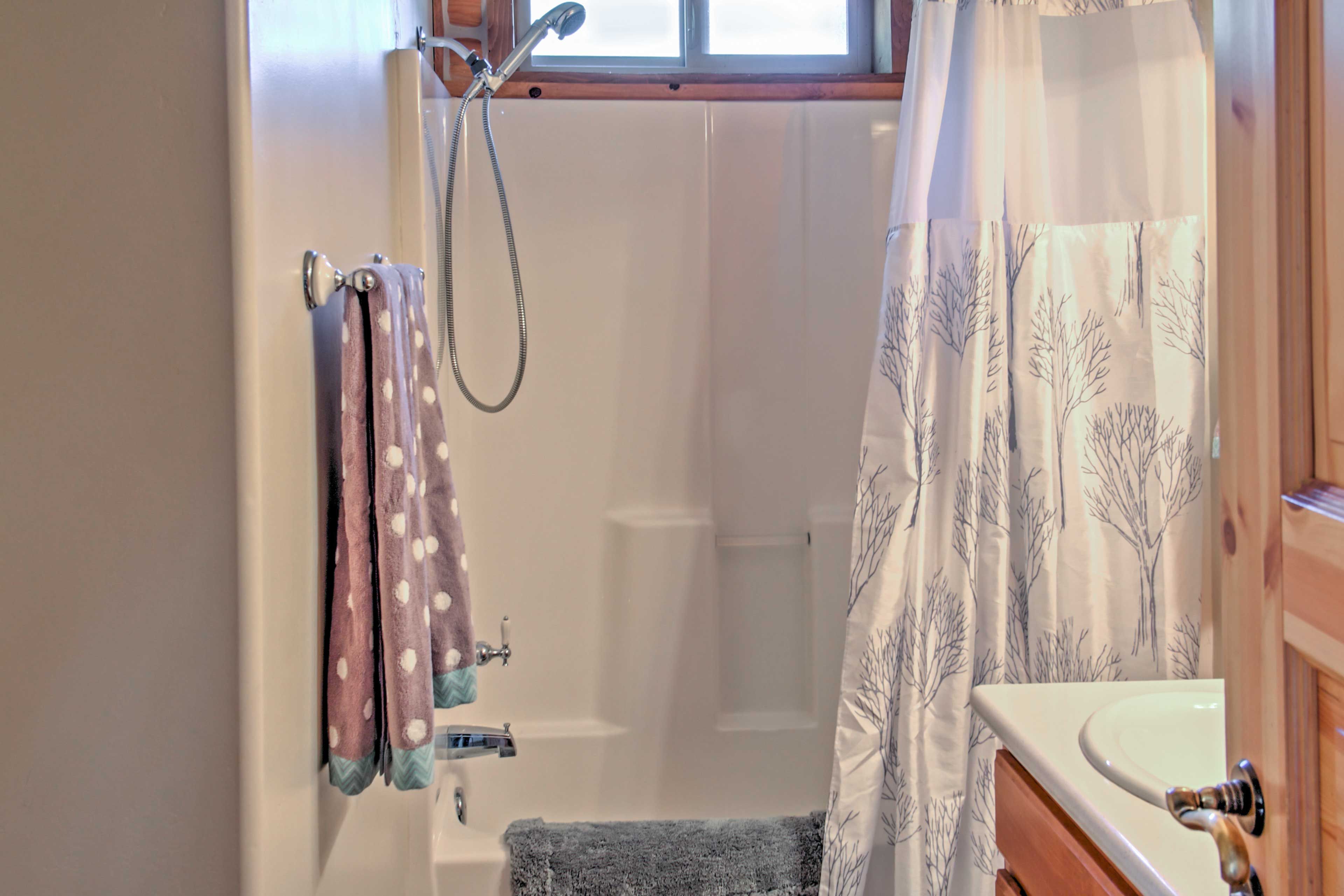 Rinse off in the walk-in shower after your daily adventures.