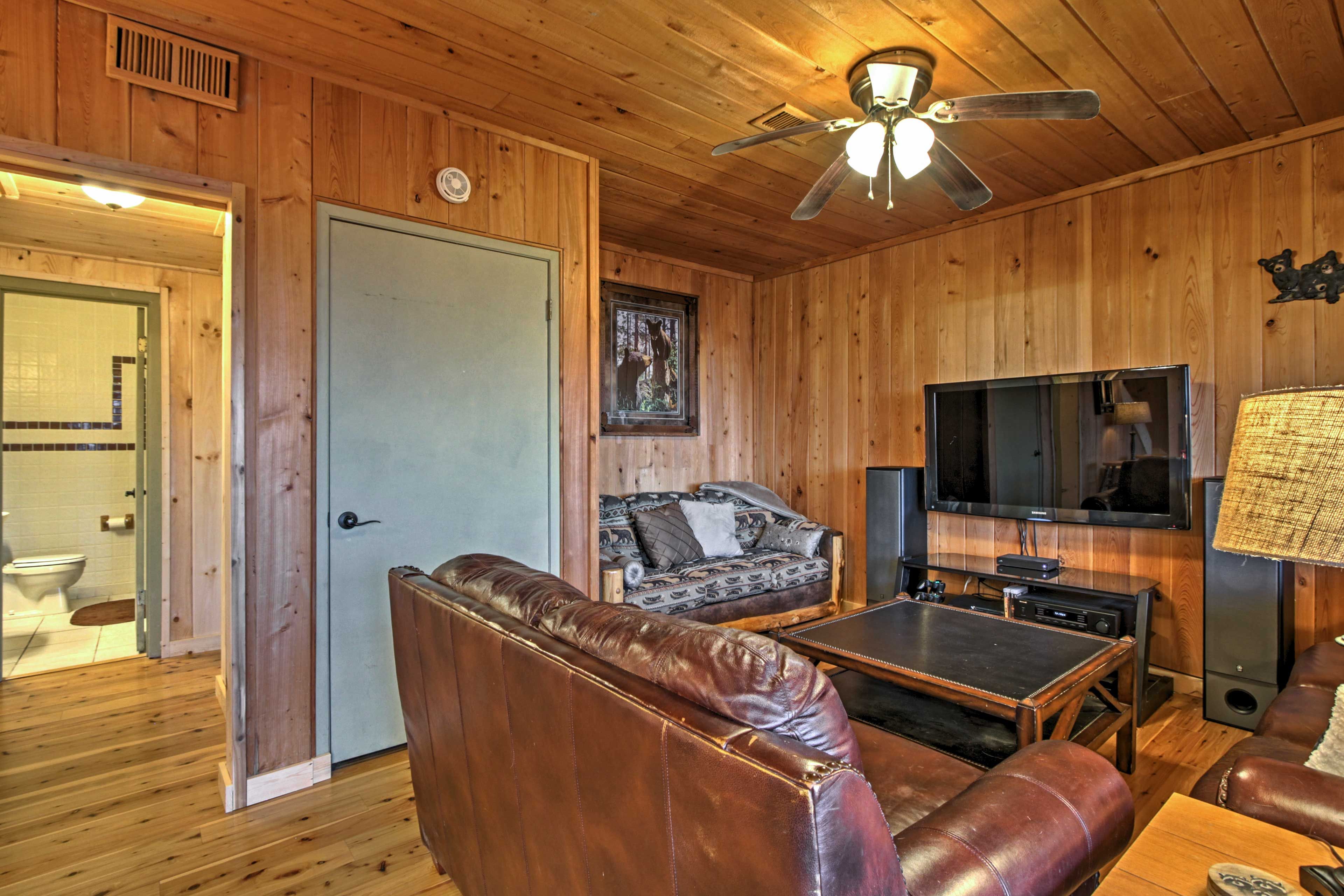 Living Room | DVD Player | Wood-Burning Fireplace