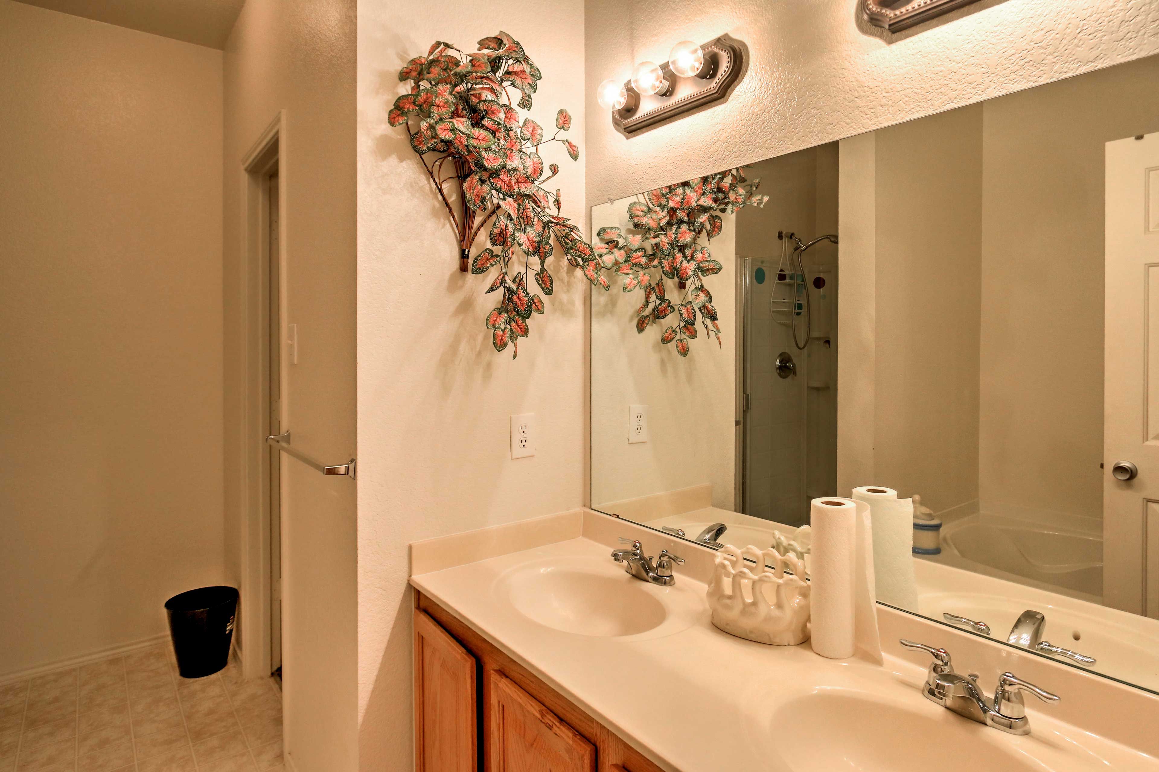 Get ready for the day at the bathroom vanity.