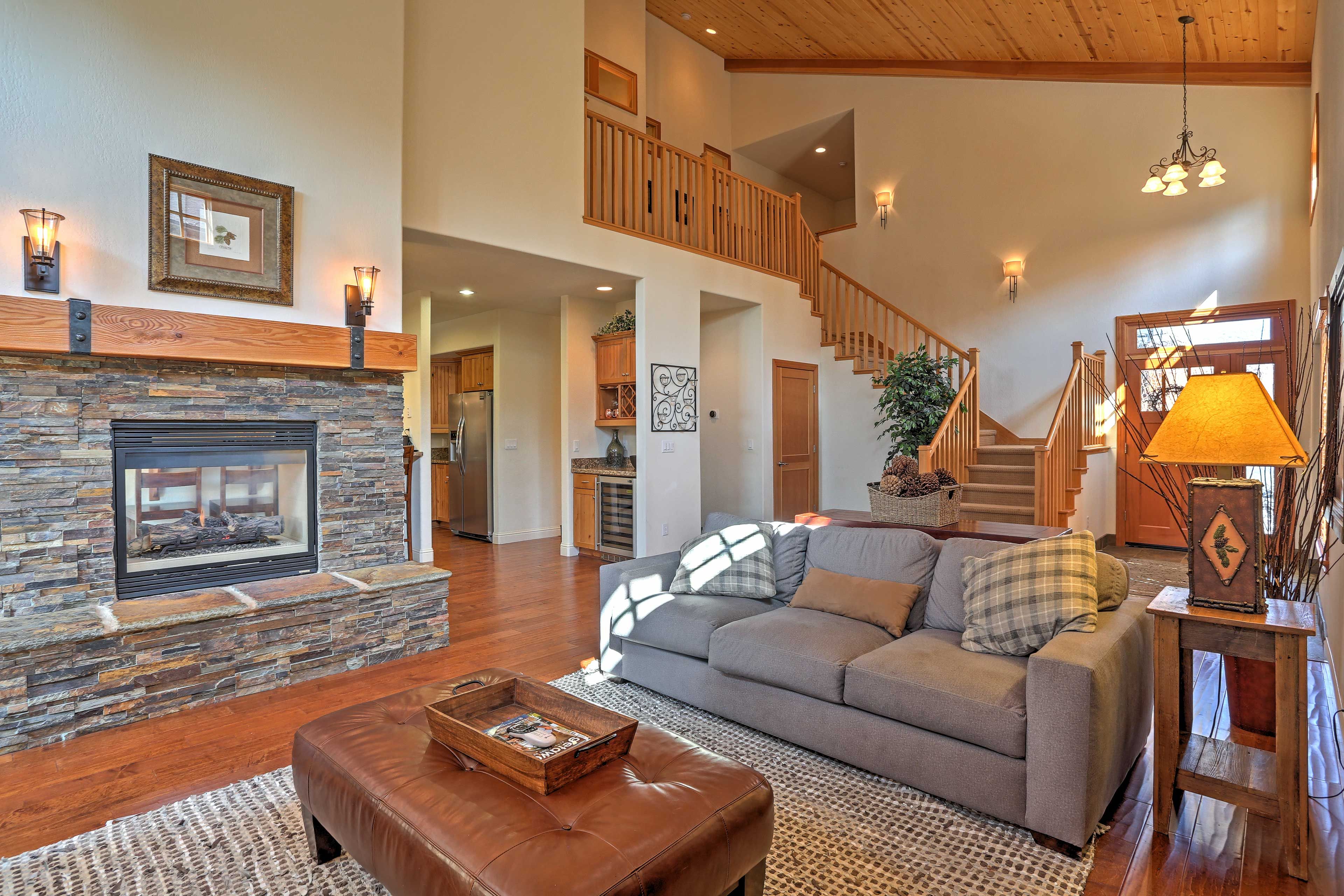 Inside, you'll find 2,500 square feet of tasteful living space, with high-beam ceilings, hardwood floors and comfortable furnishings.