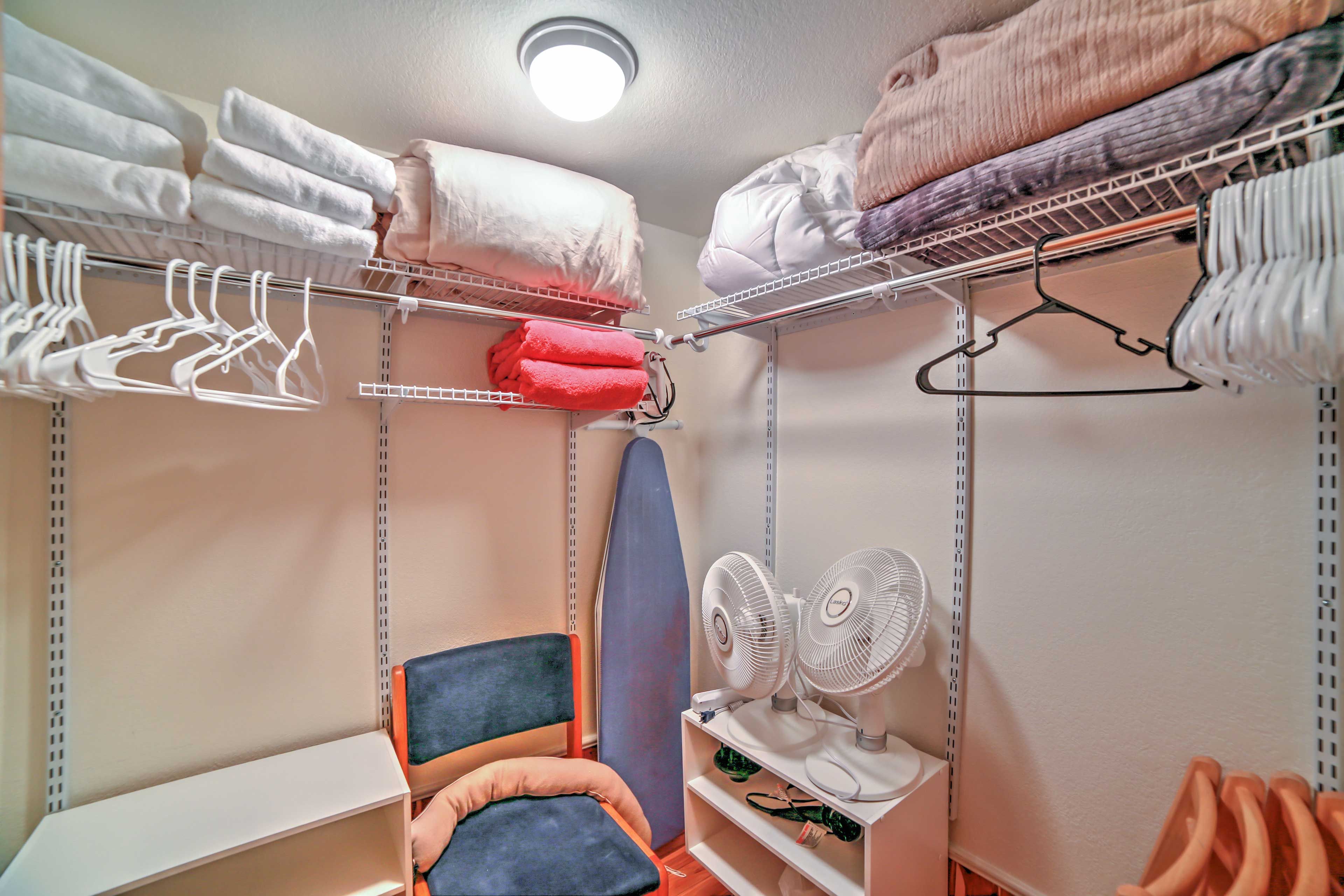 Store your belongings in the large closet.