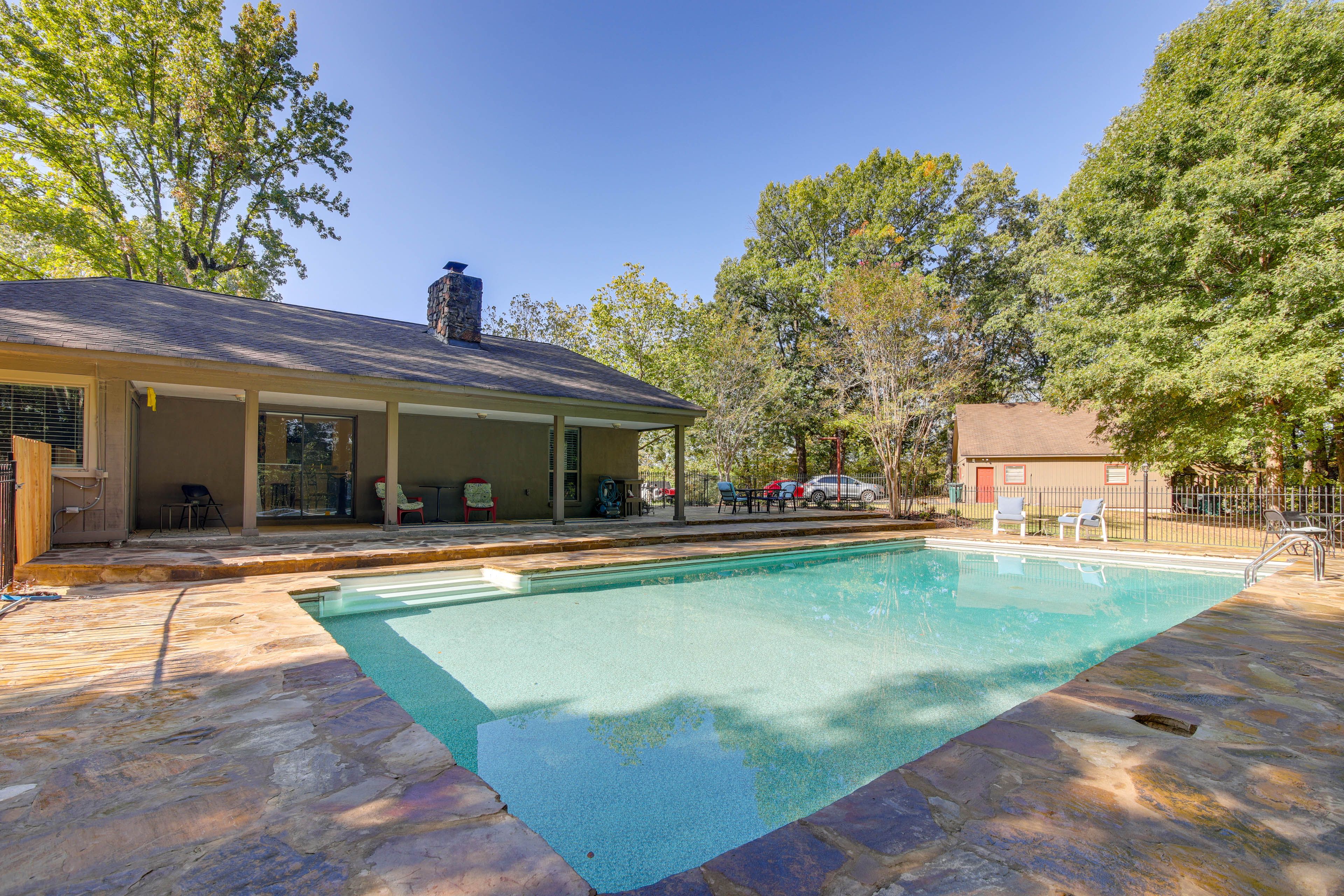 Backyard | Private Saltwater Pool | Smoker Grill