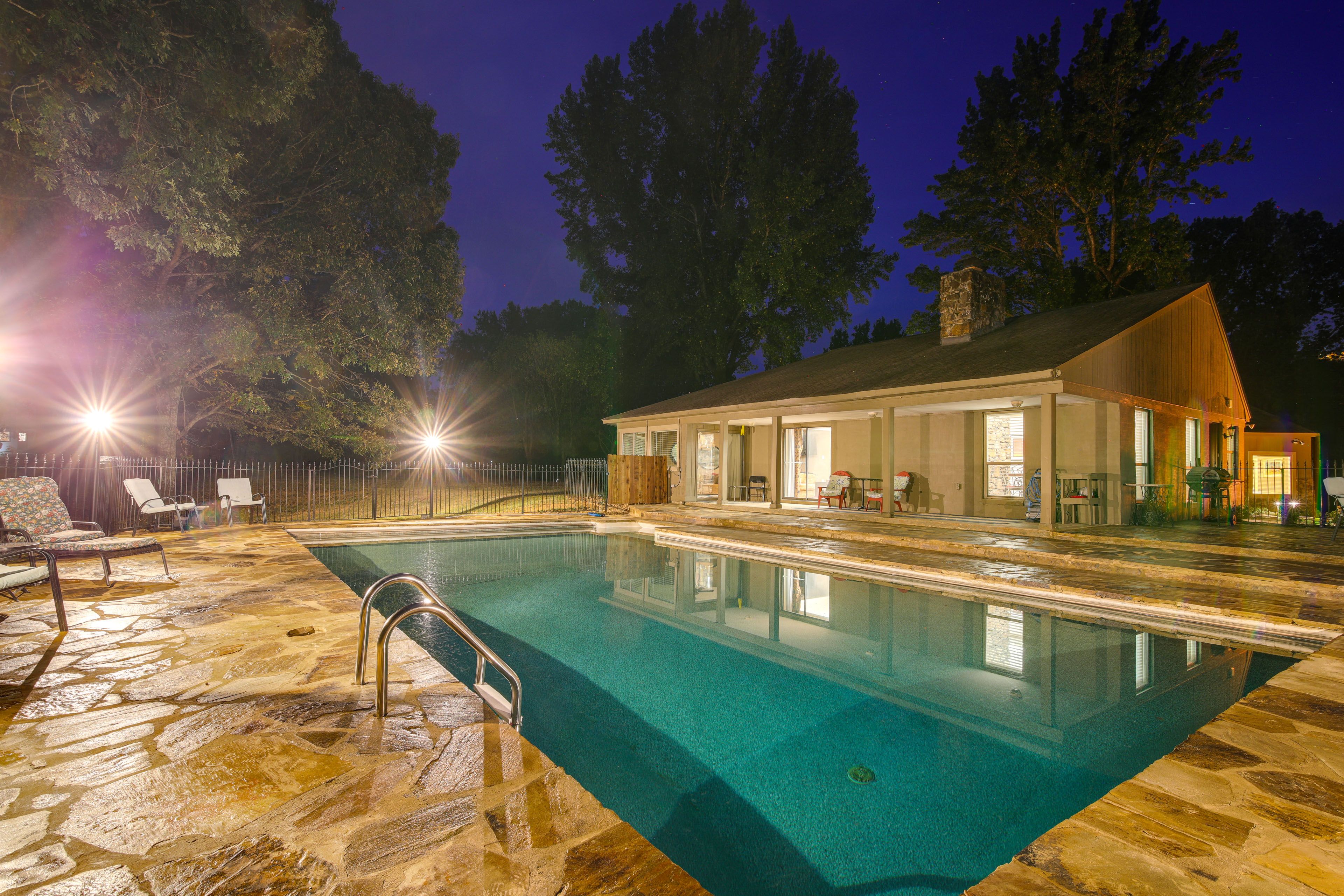 Backyard | Private Saltwater Pool | Smoker Grill