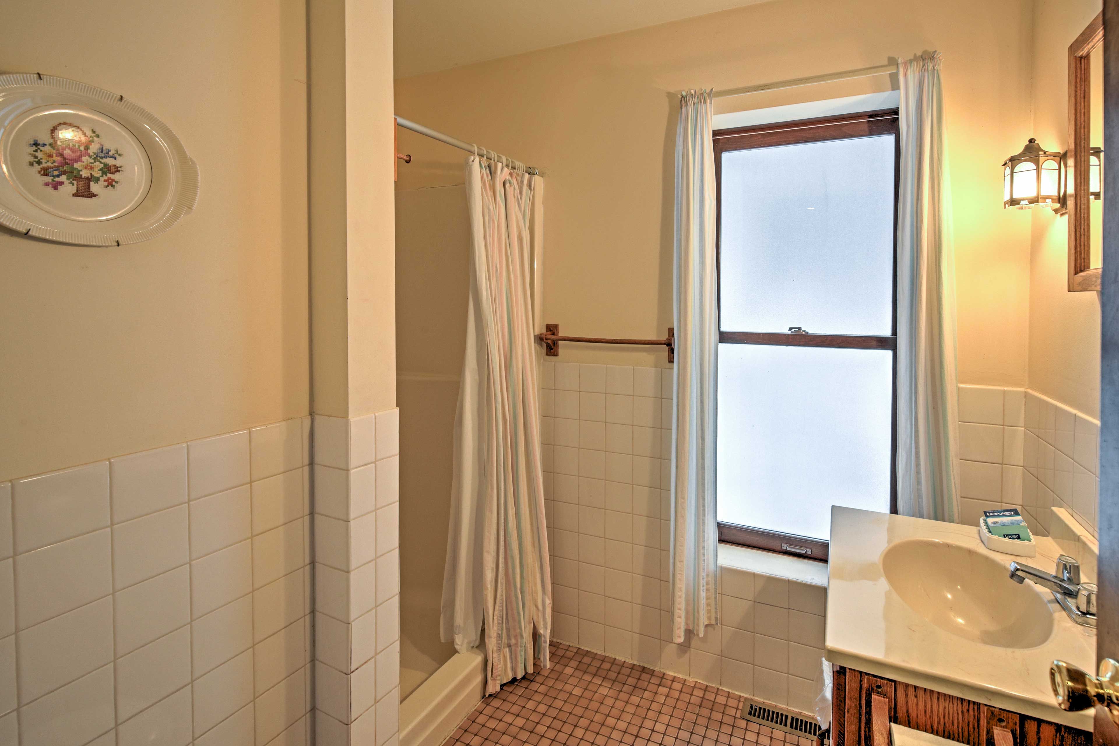 Rinse off in this walk-in shower.