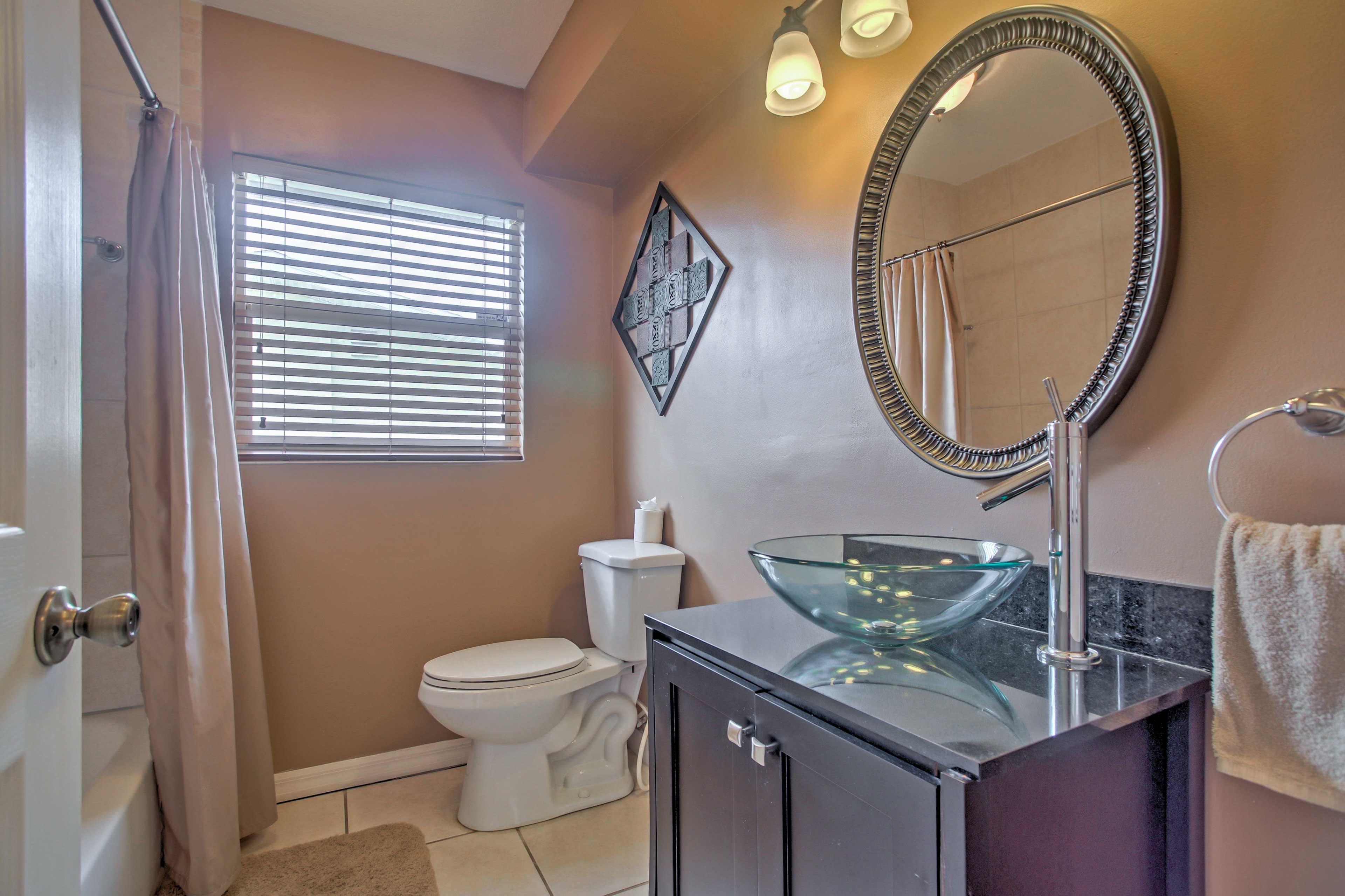 Freshen up in this pristine bathroom!