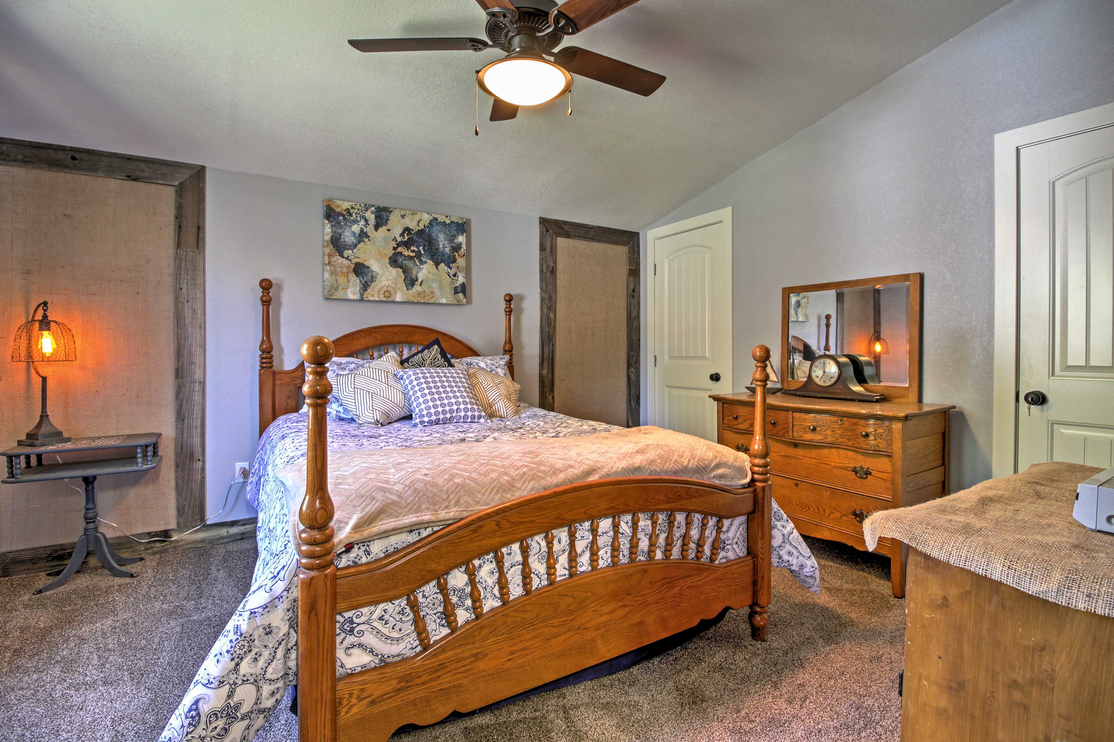 Cuddle up with your loved one in this plush queen bed.