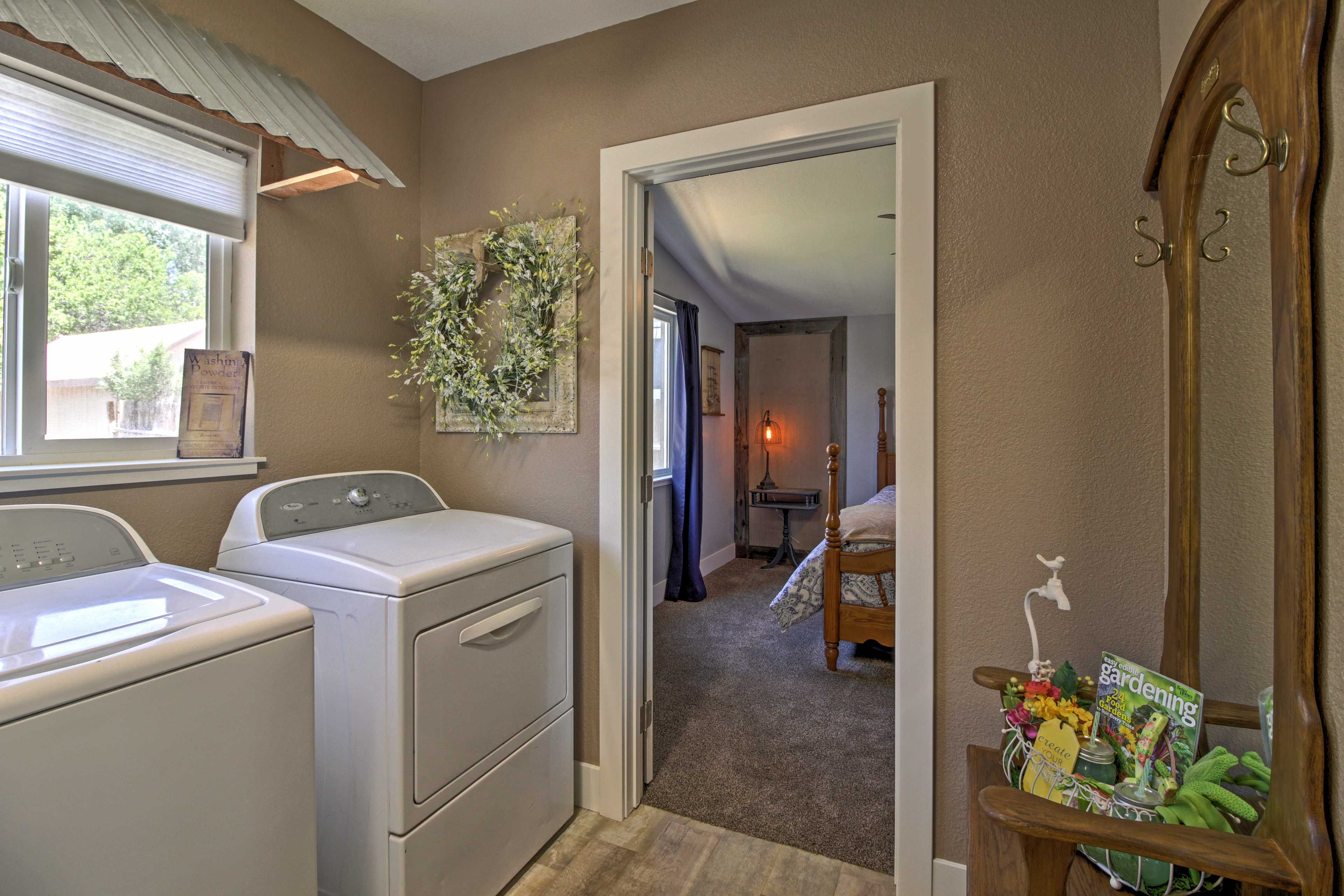The property has a washer and dryer to freshen up outfits throughout your stay.