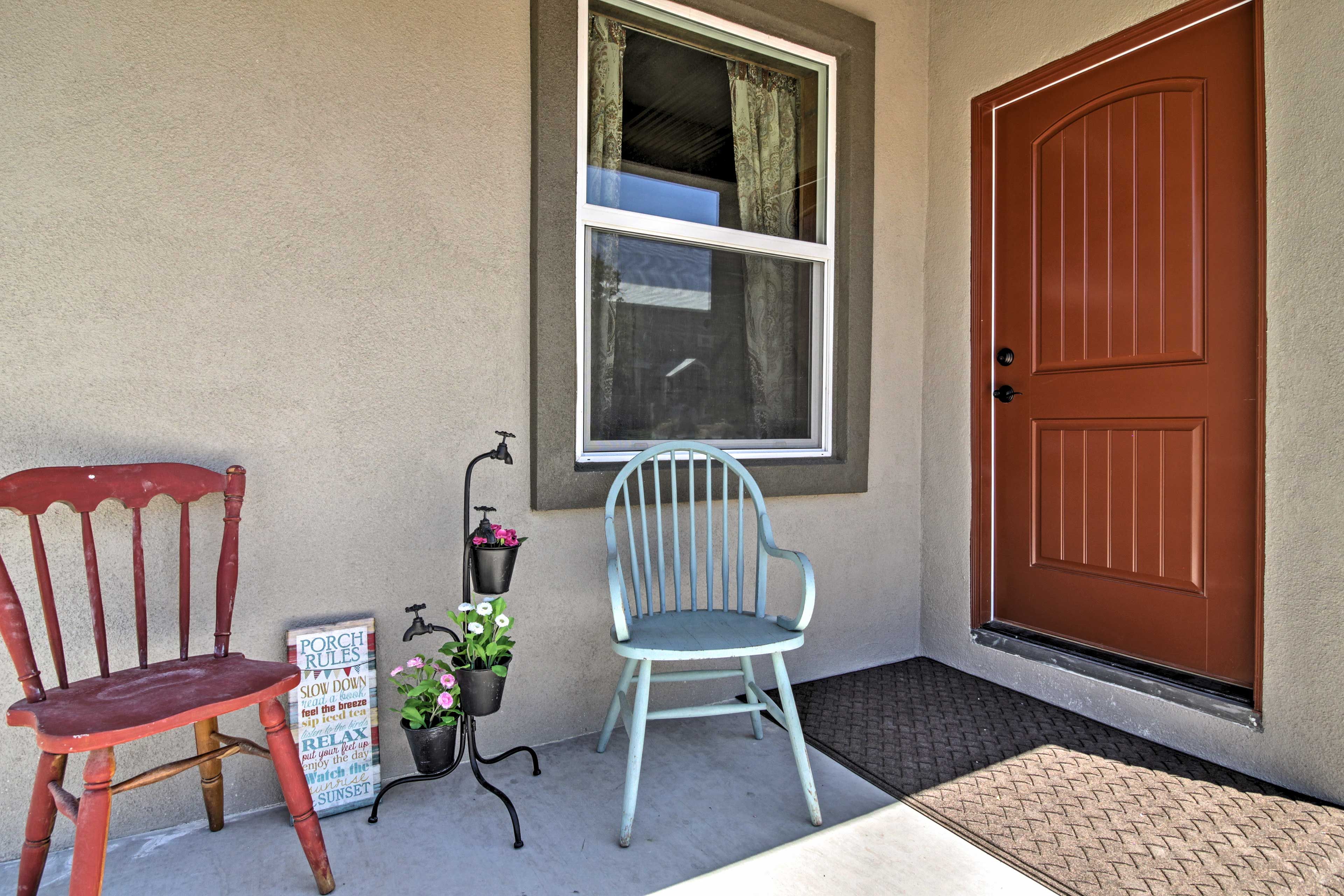 Sip your morning coffee from this patio area.