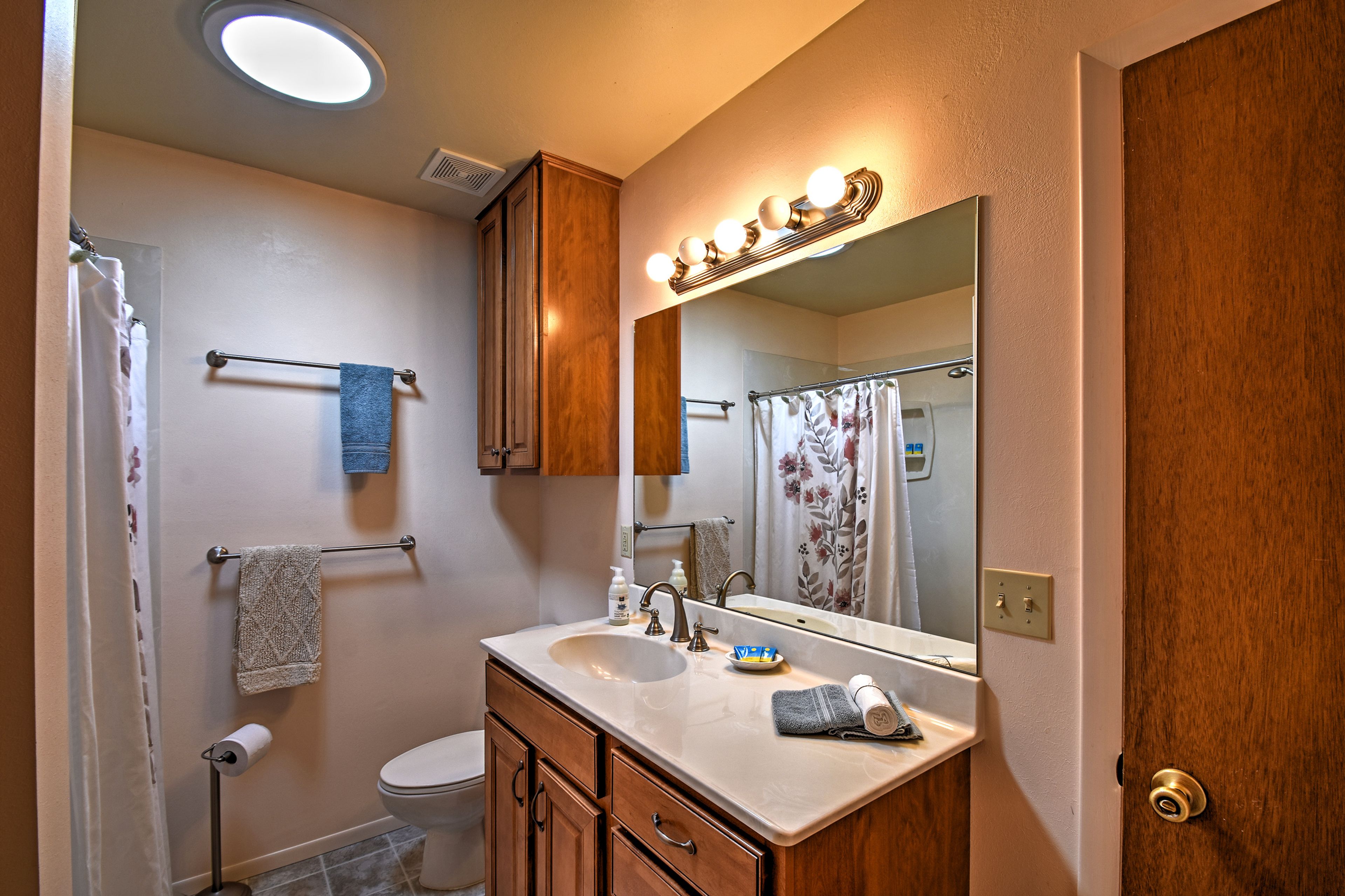 There are 3 bathrooms in this spacious home.