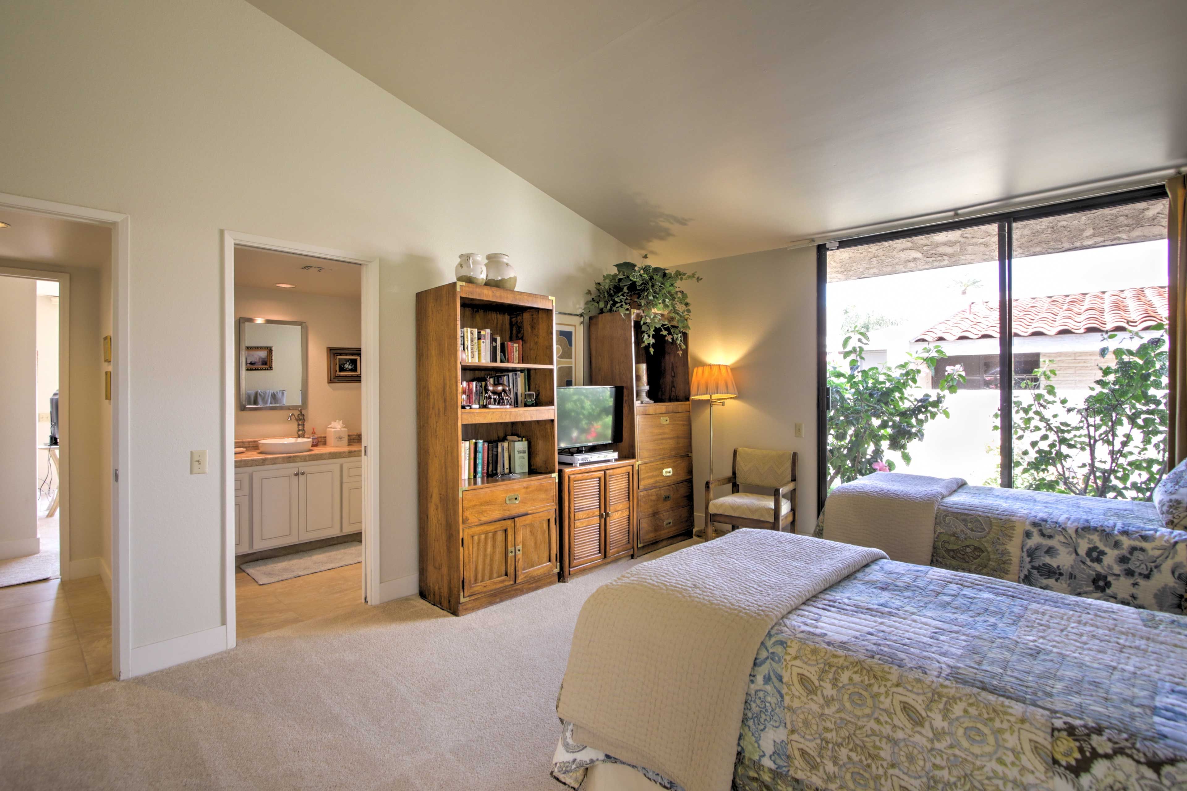 All of the bedrooms include sliding doors leading outside.