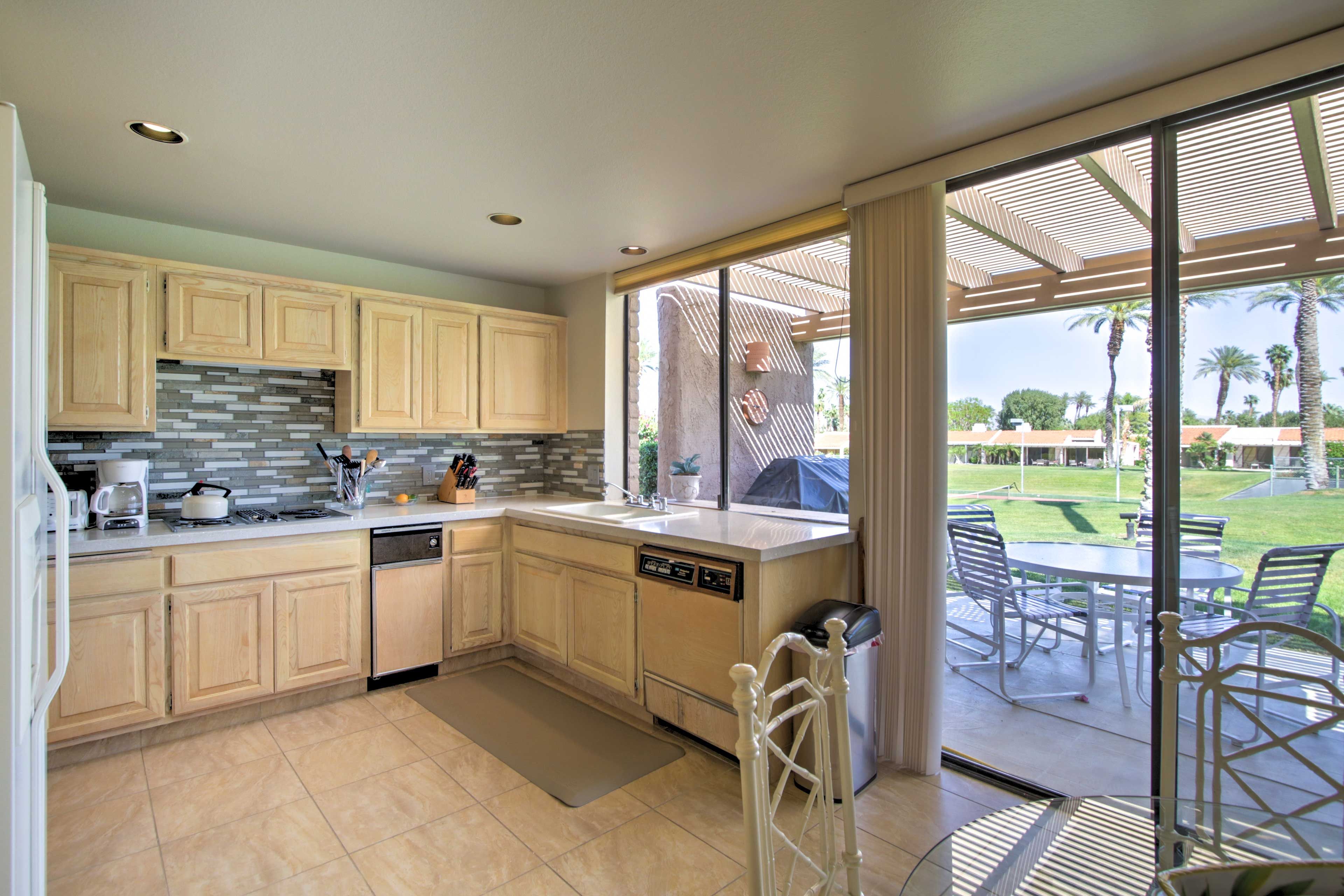 Prepare your favorite recipes in the fully equipped kitchen.