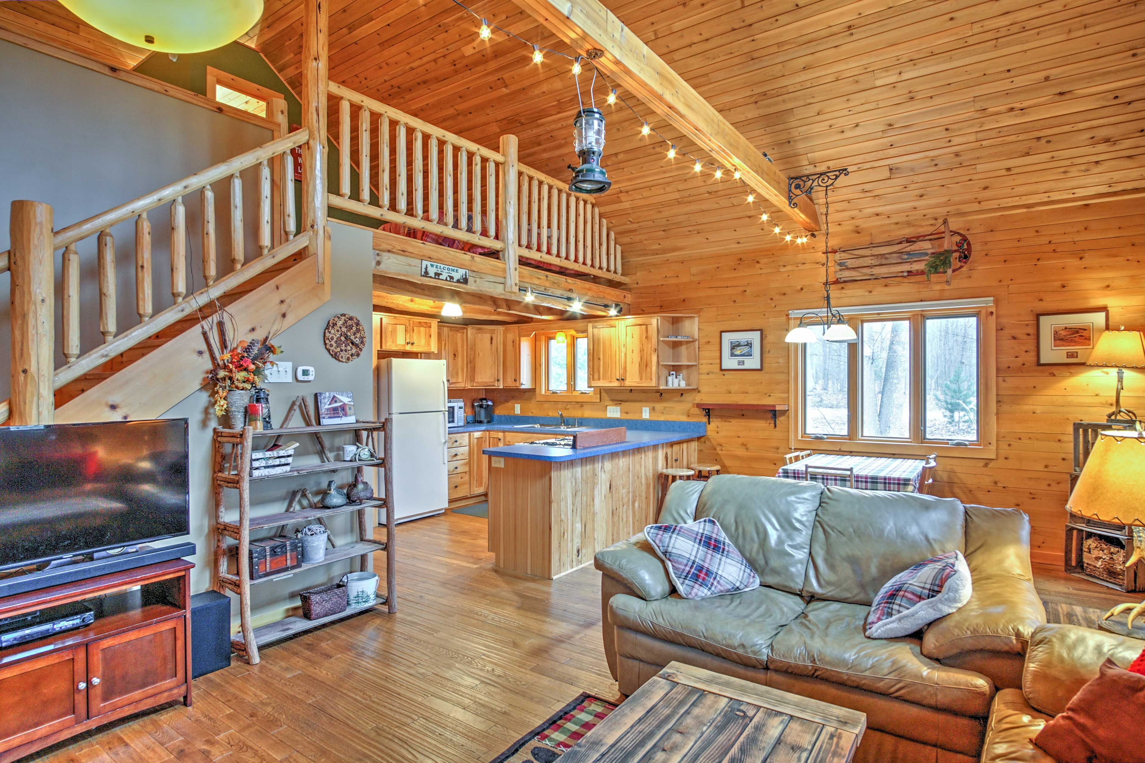 Watch your favorite movie or television series on the flat-screen TV.