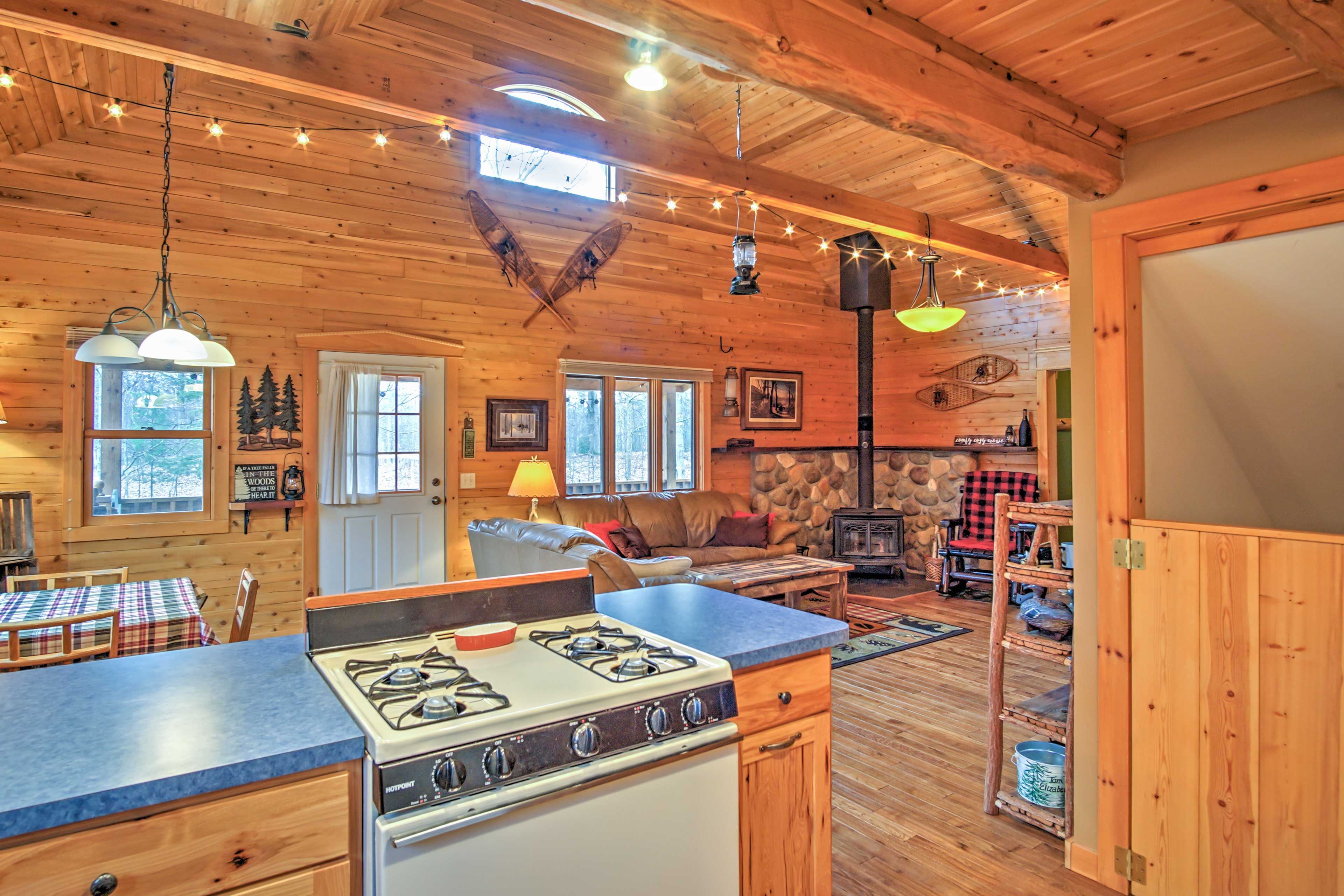 Gather around the dining room table when you're ready to enjoy your meal.