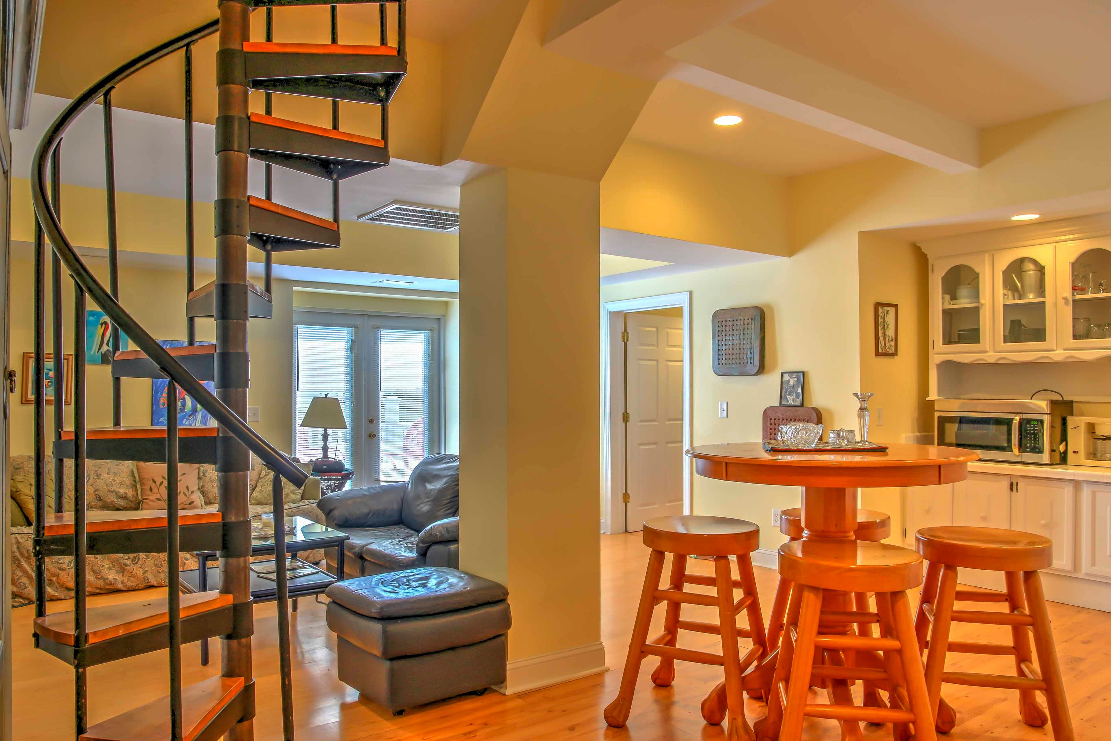 This downstairs unit boasts 1,000 square feet of comfortable living space.