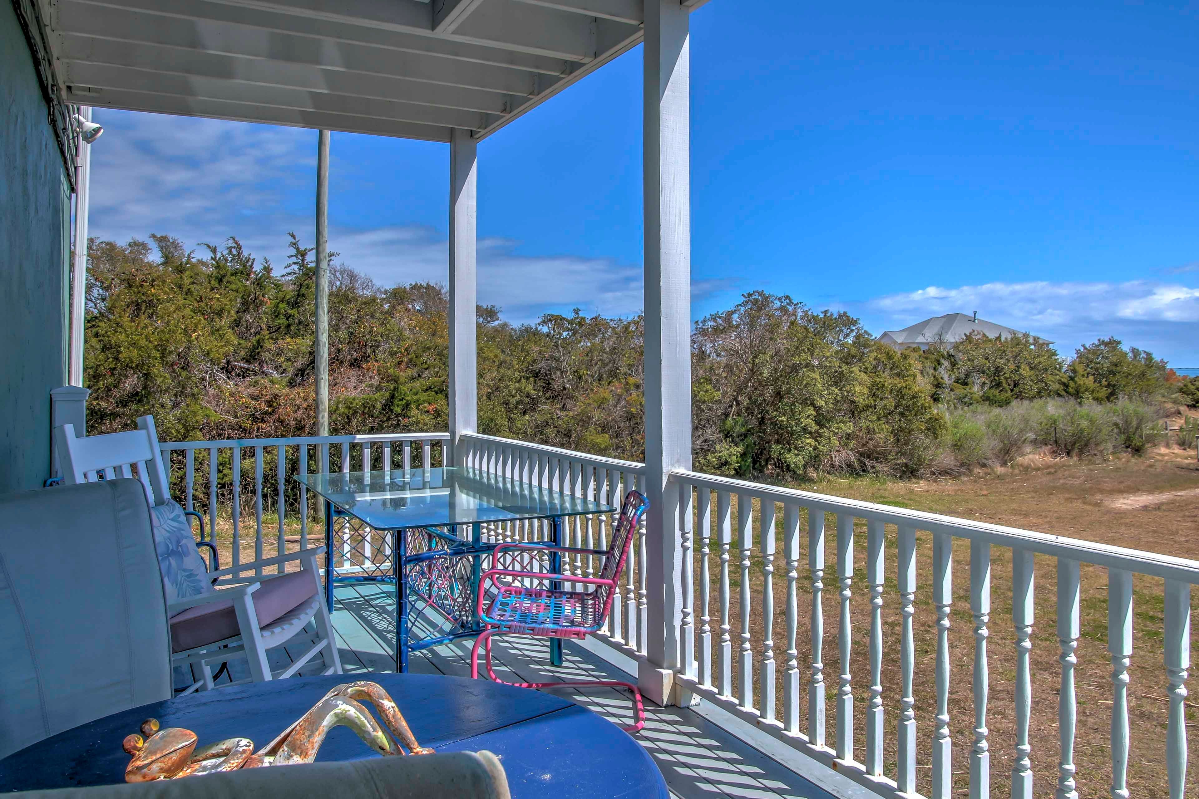 Enjoy cocktails on the rocking chairs.