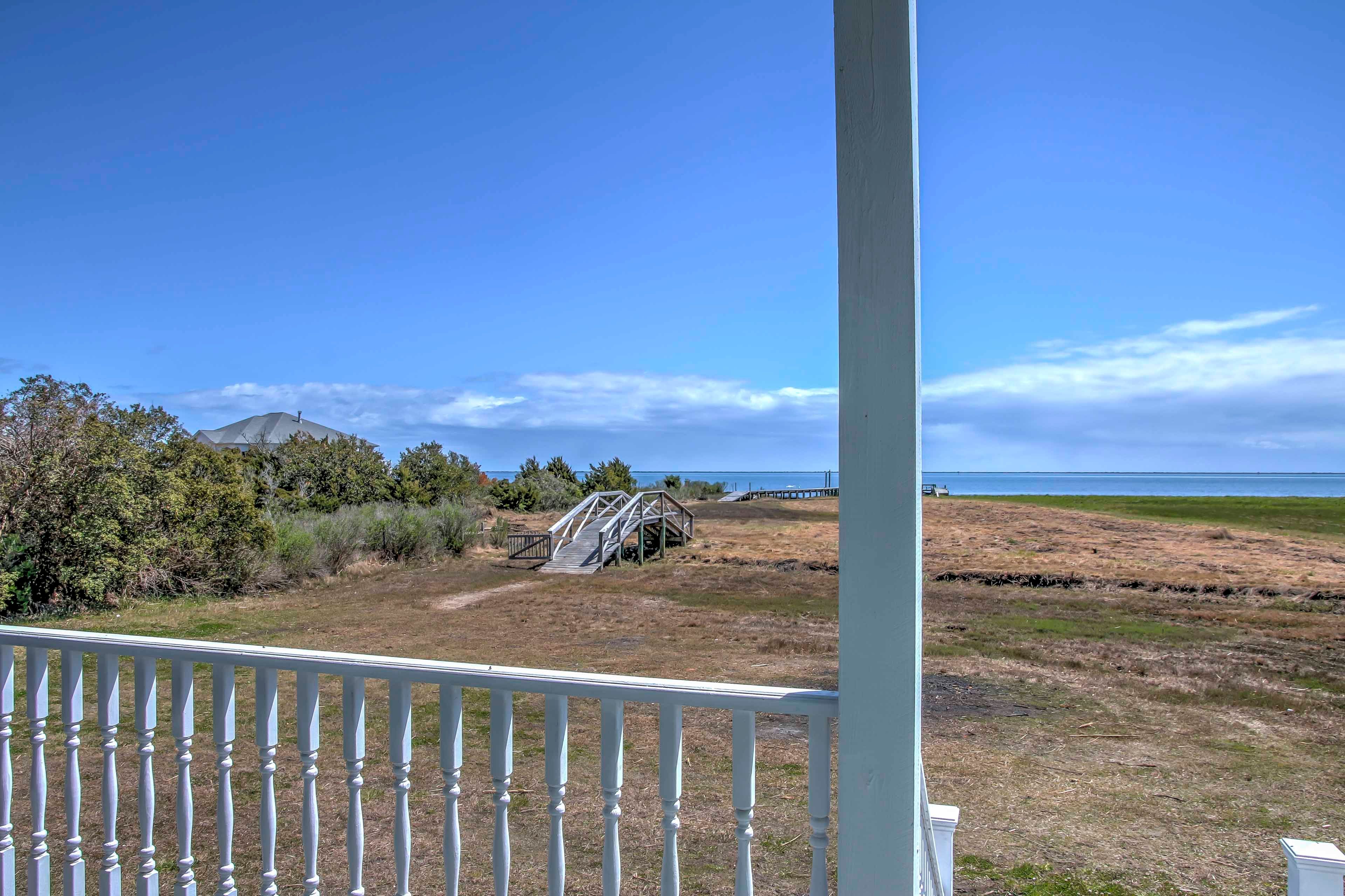 Enjoy views of the Core Sound and Outer Banks from the deck.